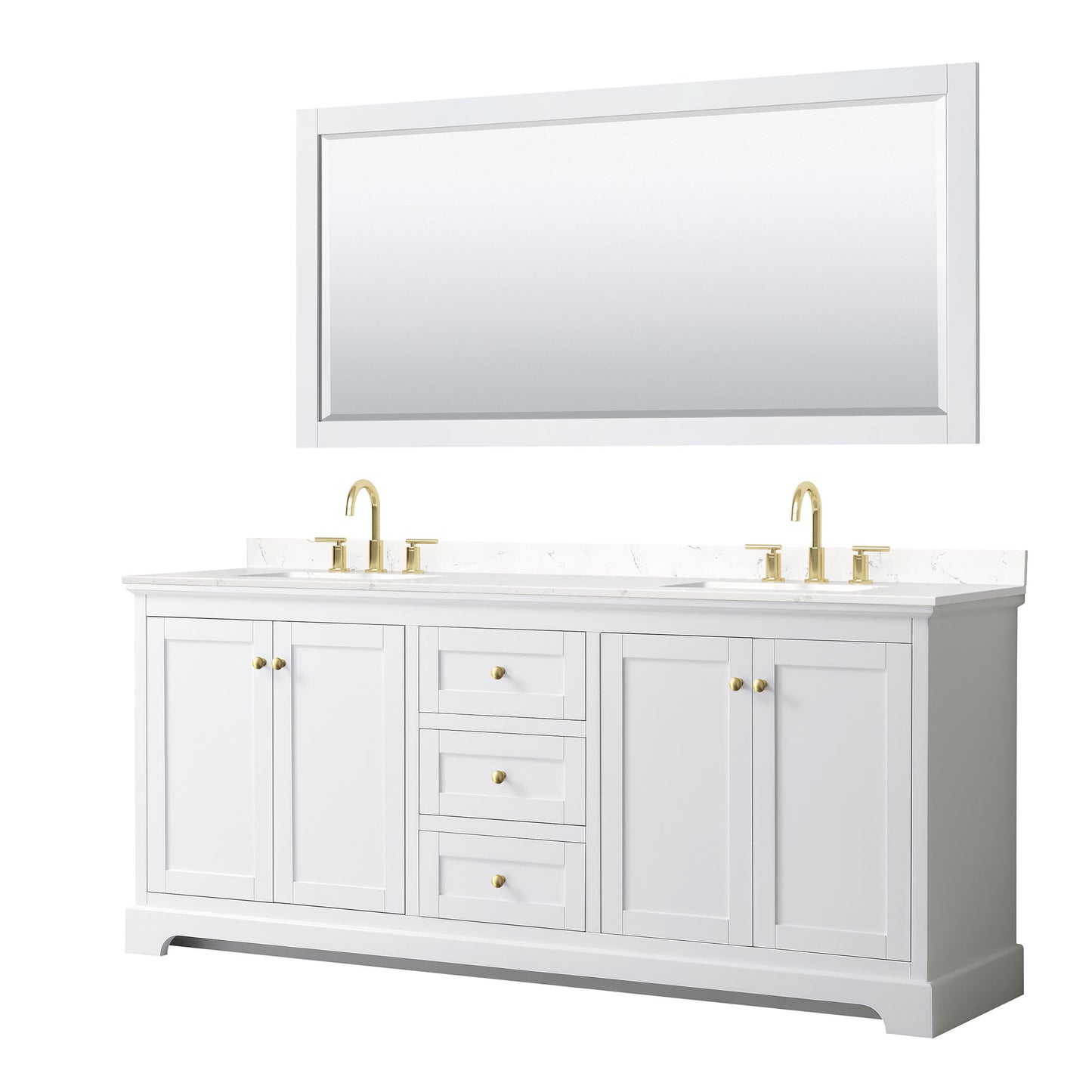 Avery Bathroom Vanity with Countertop 80 inch Double Sink 3-hole Faucet Setup