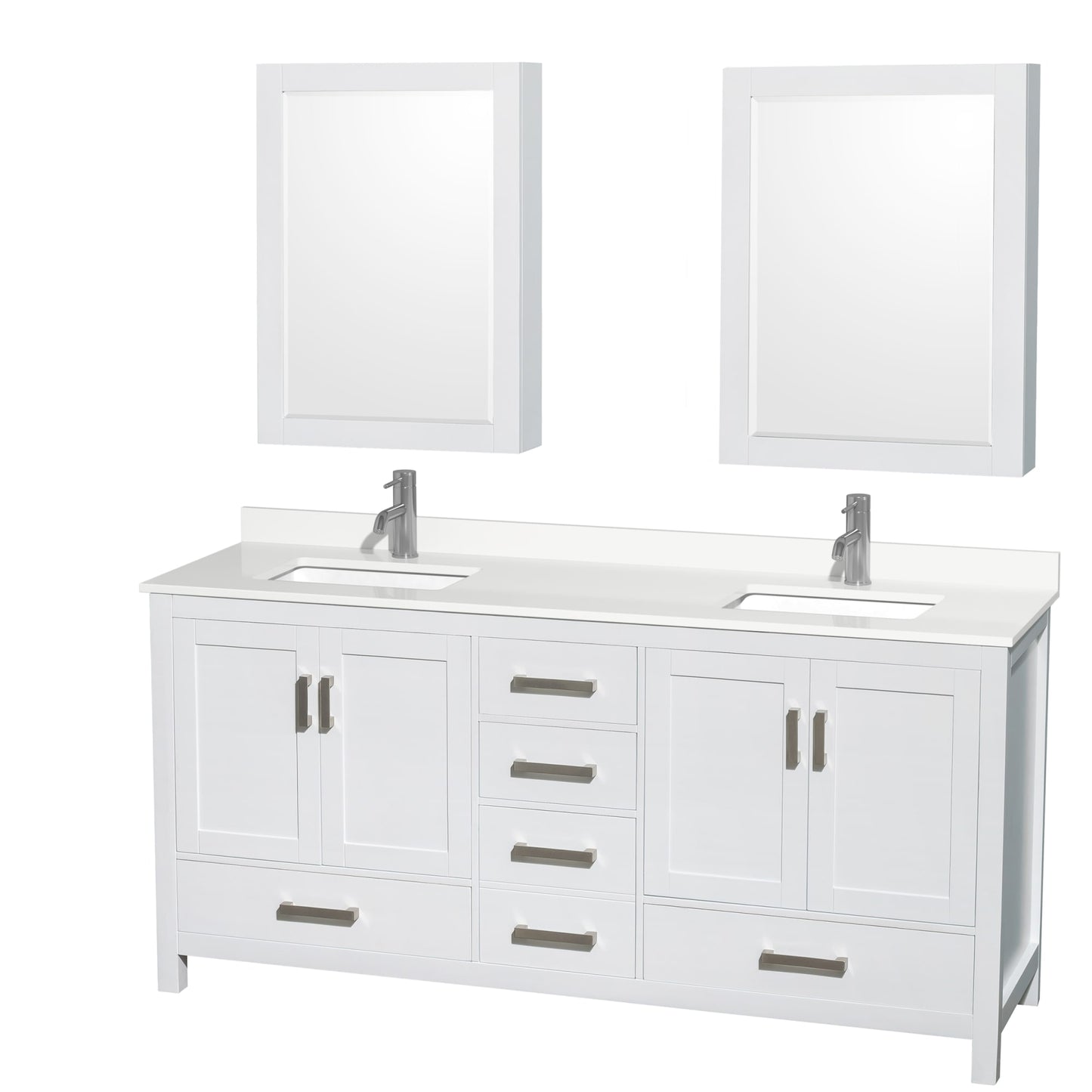 Sheffield Bathroom Vanity with Countertop 72 inch Double Sink Single hole Faucet Setup