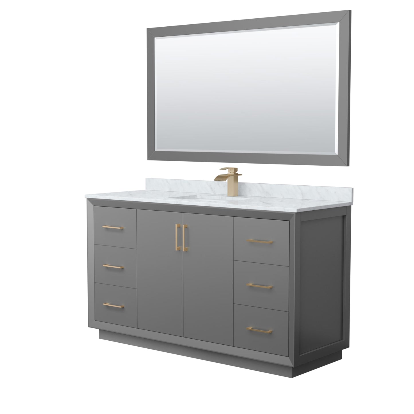 Strada Bathroom Vanity with Countertop 60 inch Single Sink Single hole Faucet Setup
