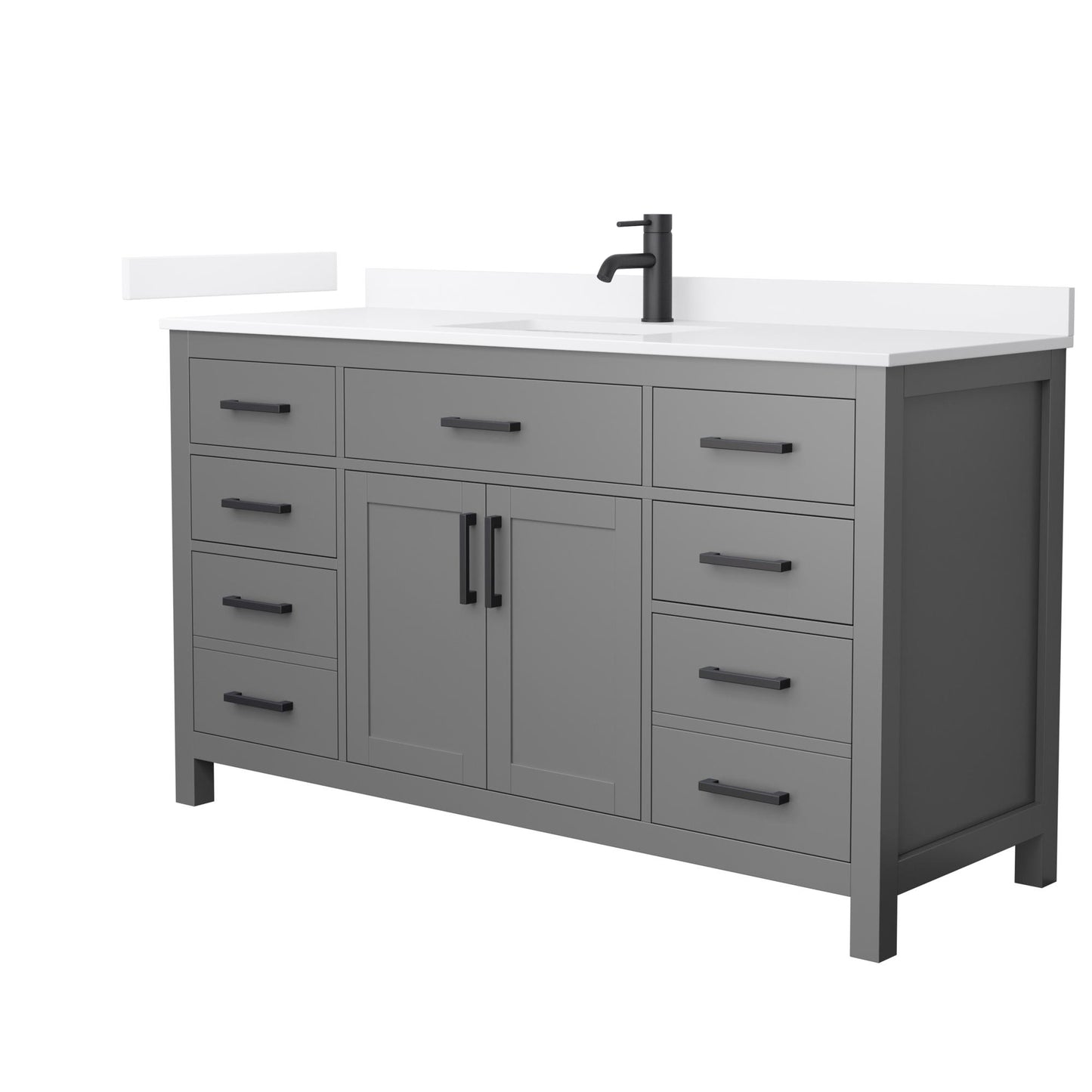 Beckett Bathroom Vanity with Countertop 60 inch Single Sink Single hole Faucet Setup