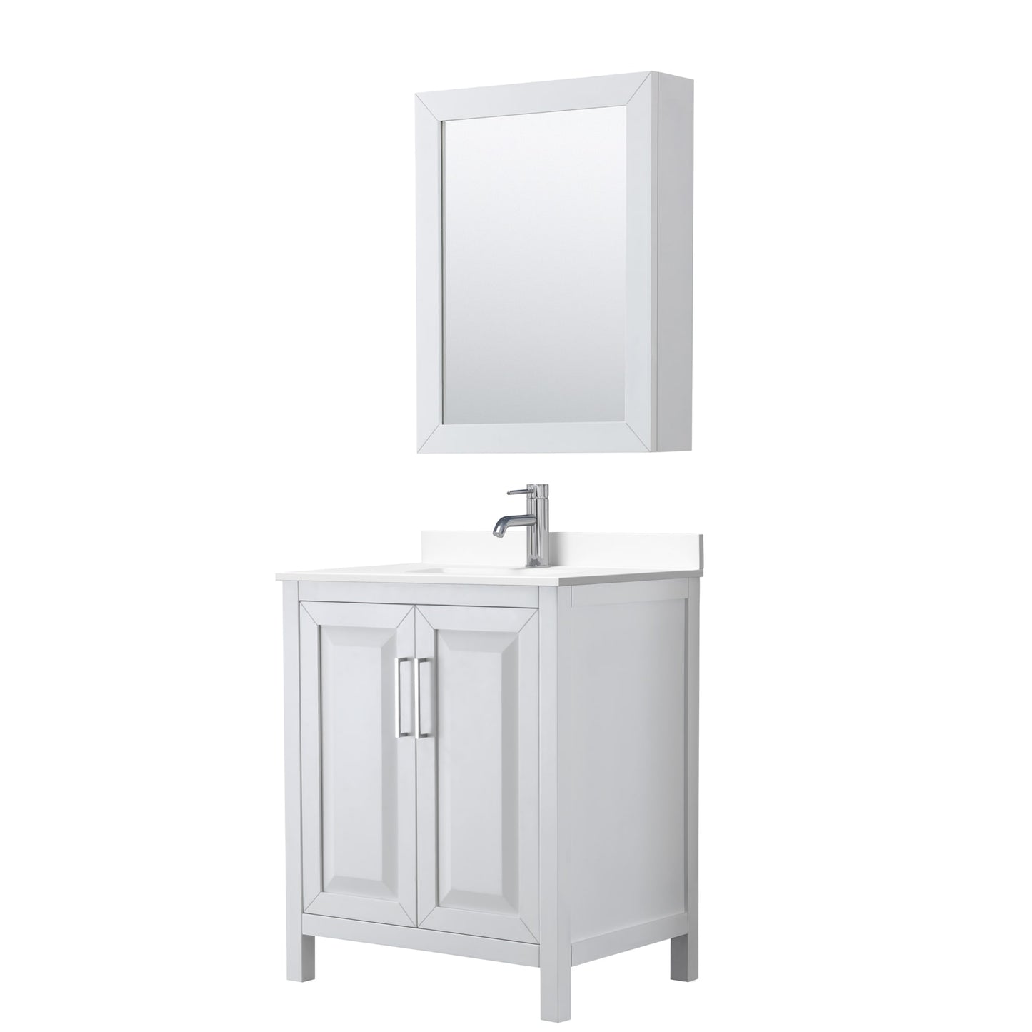 Daria Bathroom Vanity with Countertop 30 inch Single Sink Single hole Faucet Setup