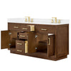 Custom image for Dark Oak with Brushed Gold Trim / White Cultured Marble / No Mirror