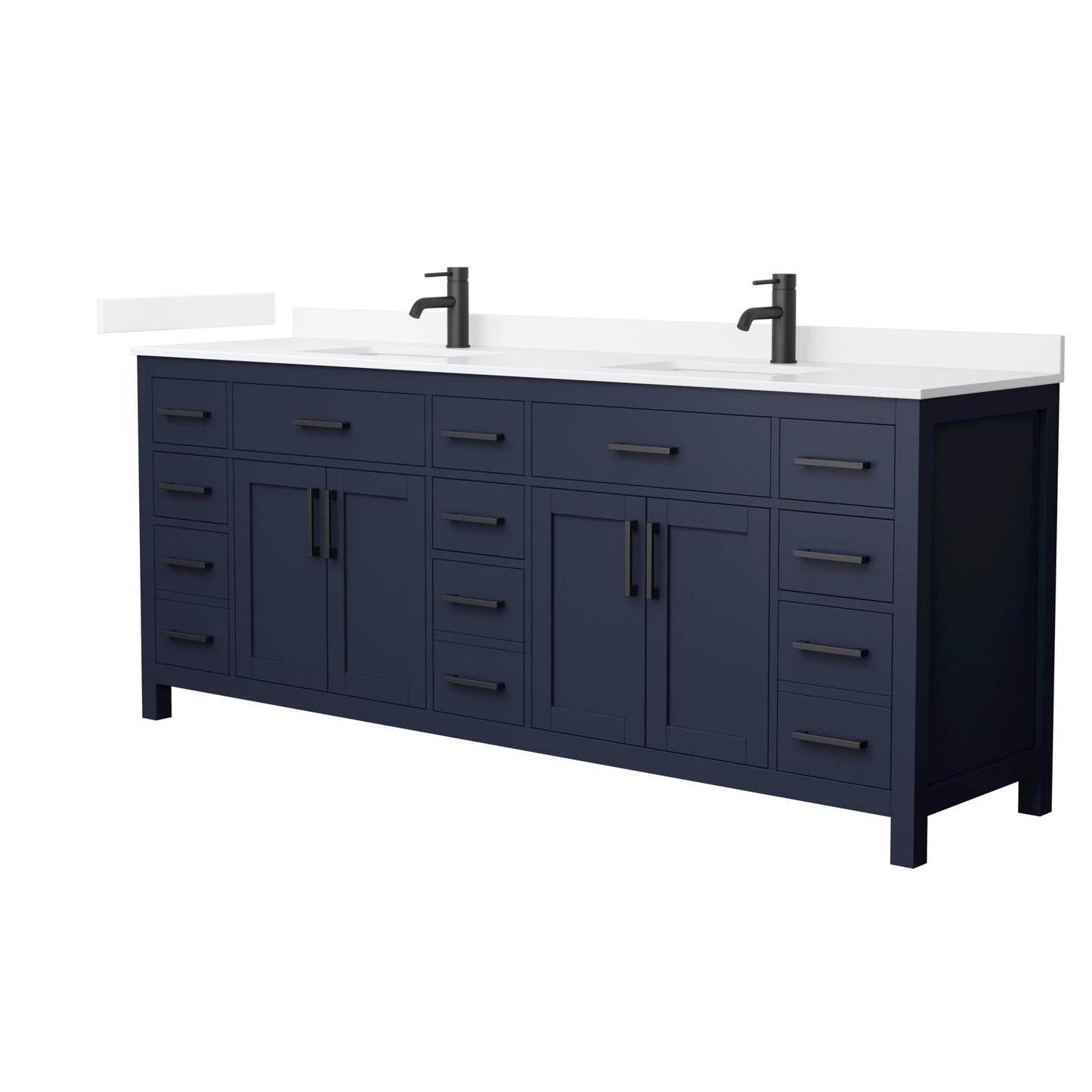 Beckett Bathroom Vanity with Countertop 84 inch Double Sink Single hole Faucet Setup