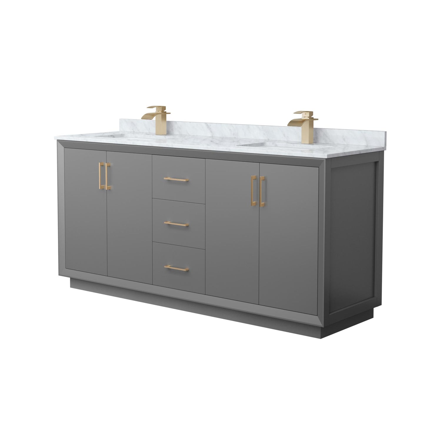 Strada Bathroom Vanity with Countertop 72 inch Double Sink Single hole Faucet Setup