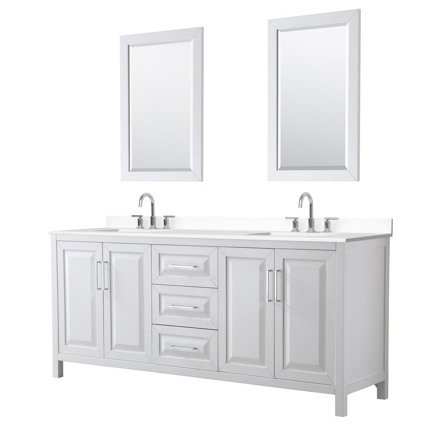 Daria Bathroom Vanity with Countertop 80 inch Double Sink 3-hole Faucet Setup