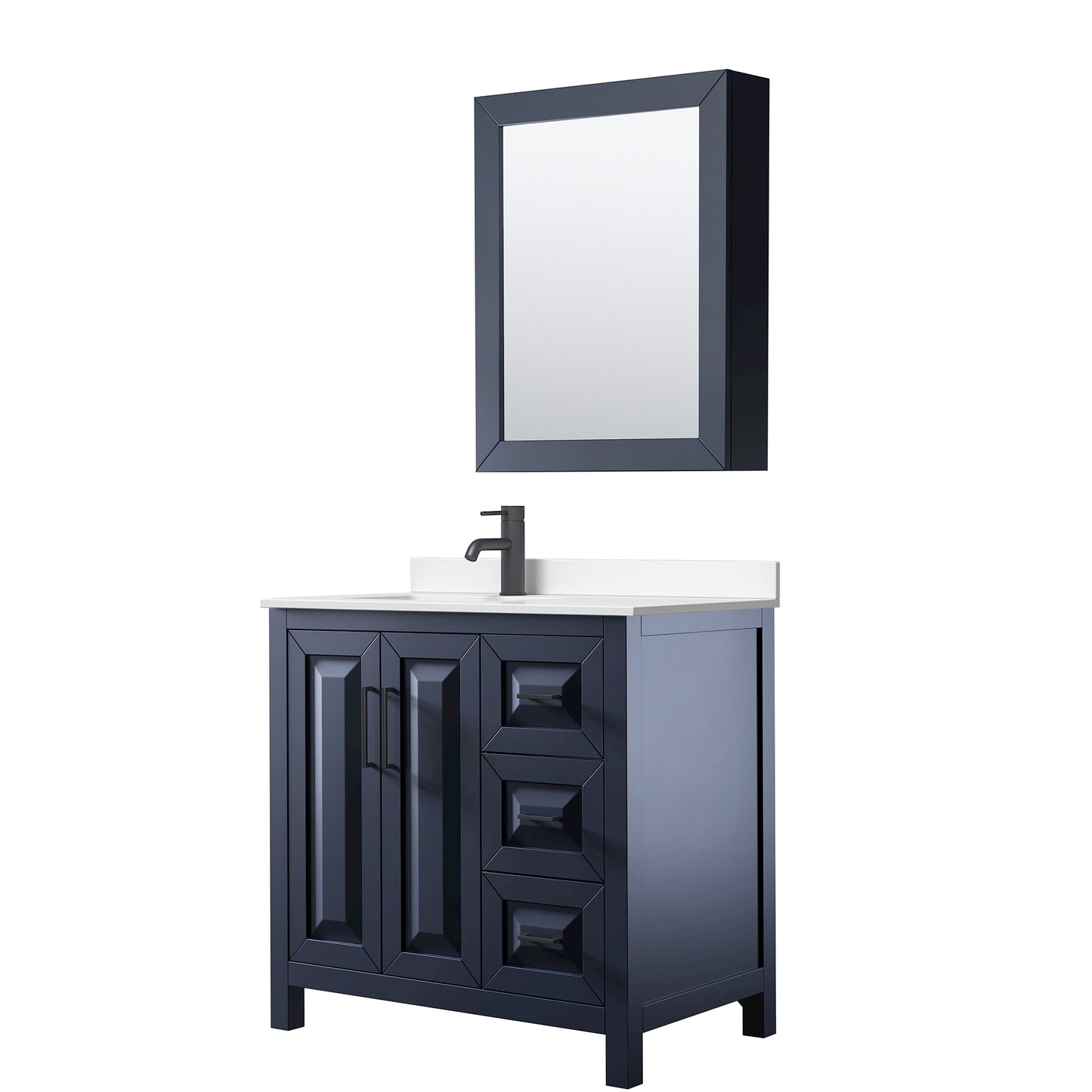Daria Bathroom Vanity with Countertop 36 inch Single Sink Single hole Faucet Setup