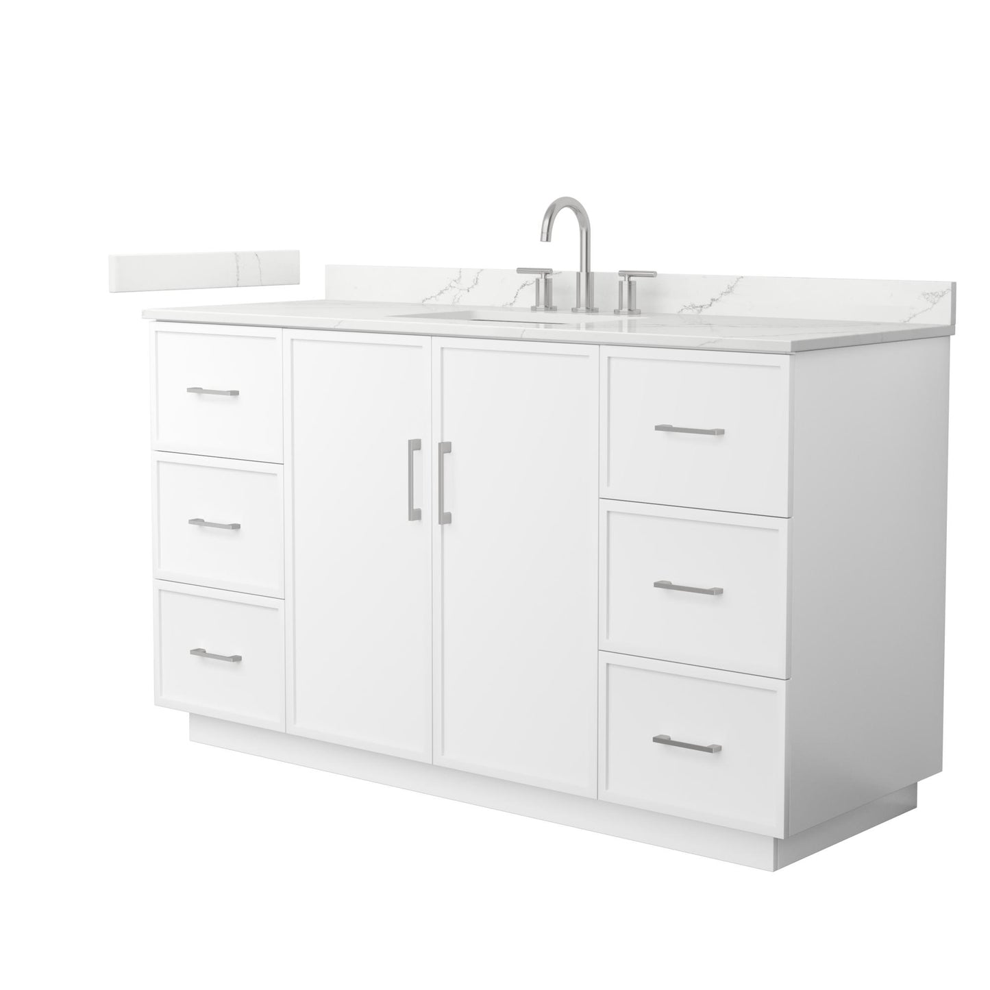 Elan TK Bathroom Vanity with Countertop 60 inch Single Sink 3-hole Faucet Setup