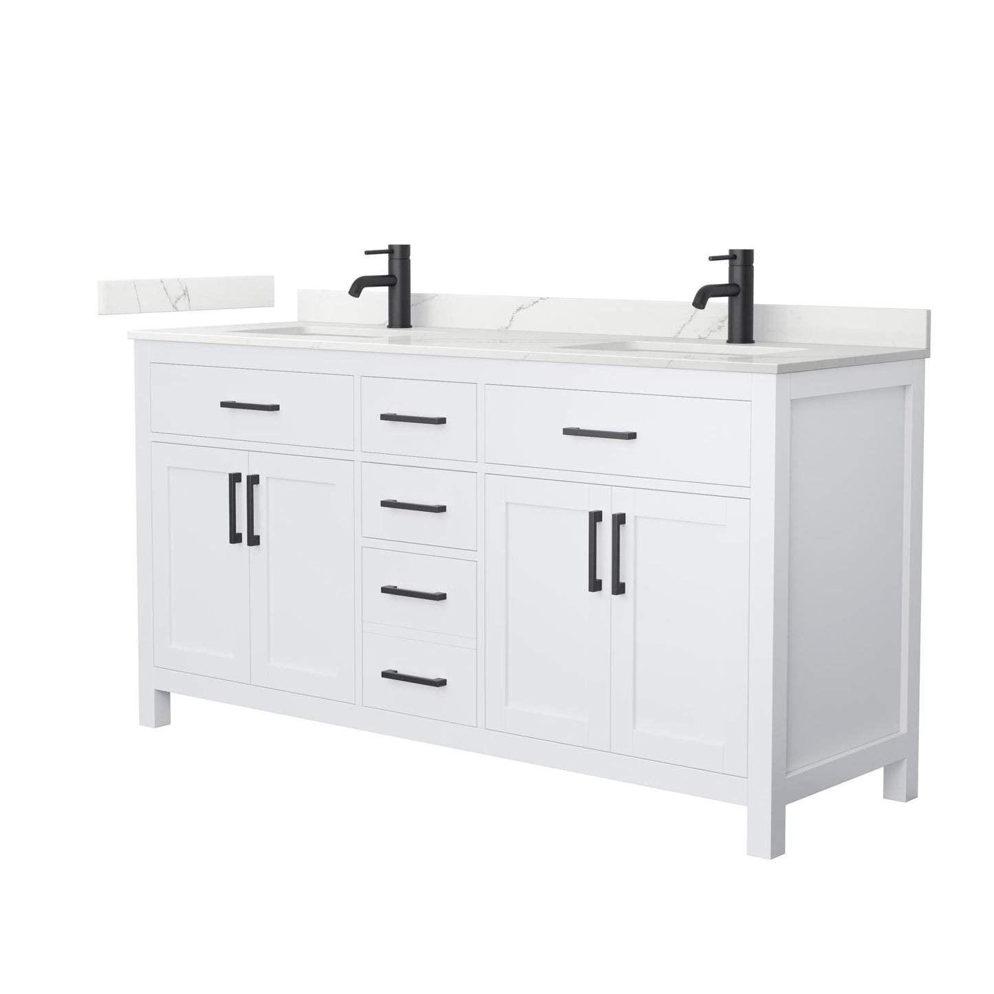 Beckett Bathroom Vanity with Countertop 66 inch Double Sink Single hole Faucet Setup