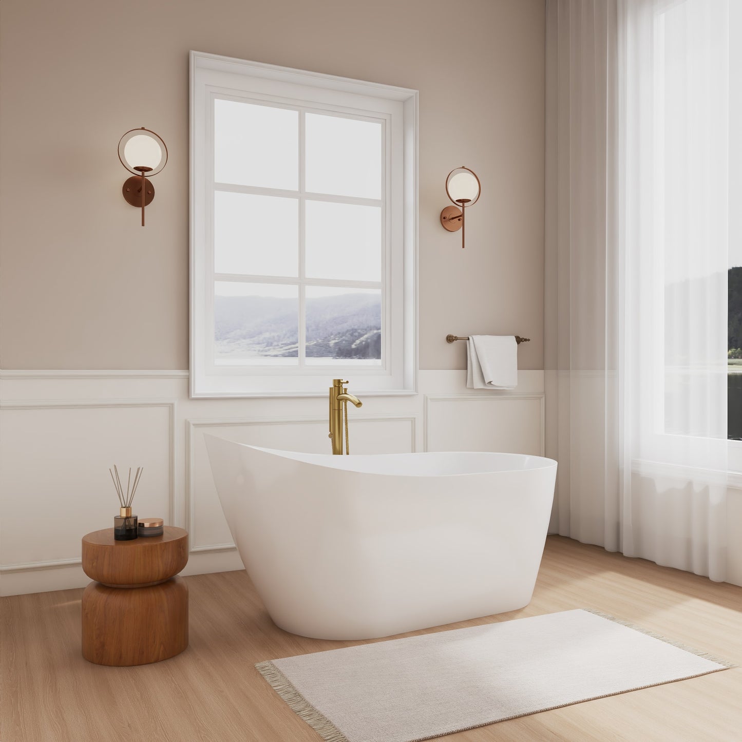 Davia Freestanding Acrylic Bathtub With Faucet 59 inch