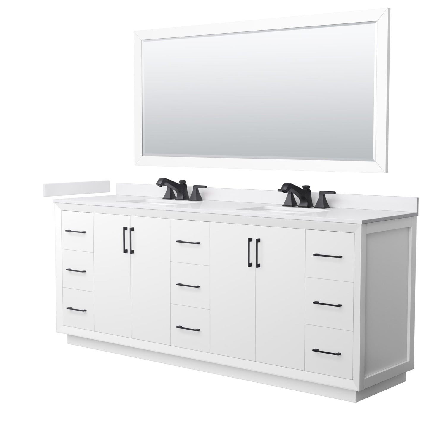 Strada Bathroom Vanity with Countertop 84 inch Double Sink 3-hole Faucet Setup