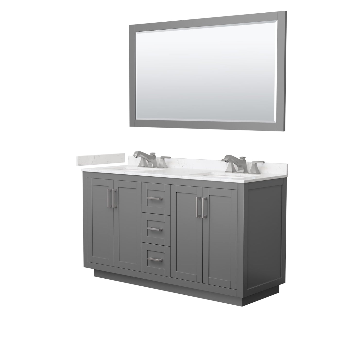 Miranda Bathroom Vanity with Countertop 60 inch Double Sink 3-hole Faucet Setup