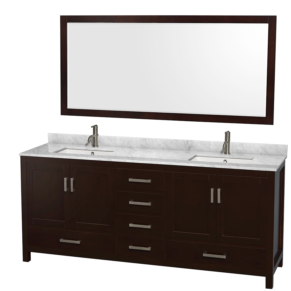 Sheffield Bathroom Vanity with Countertop 80 inch Double Sink Single hole Faucet Setup