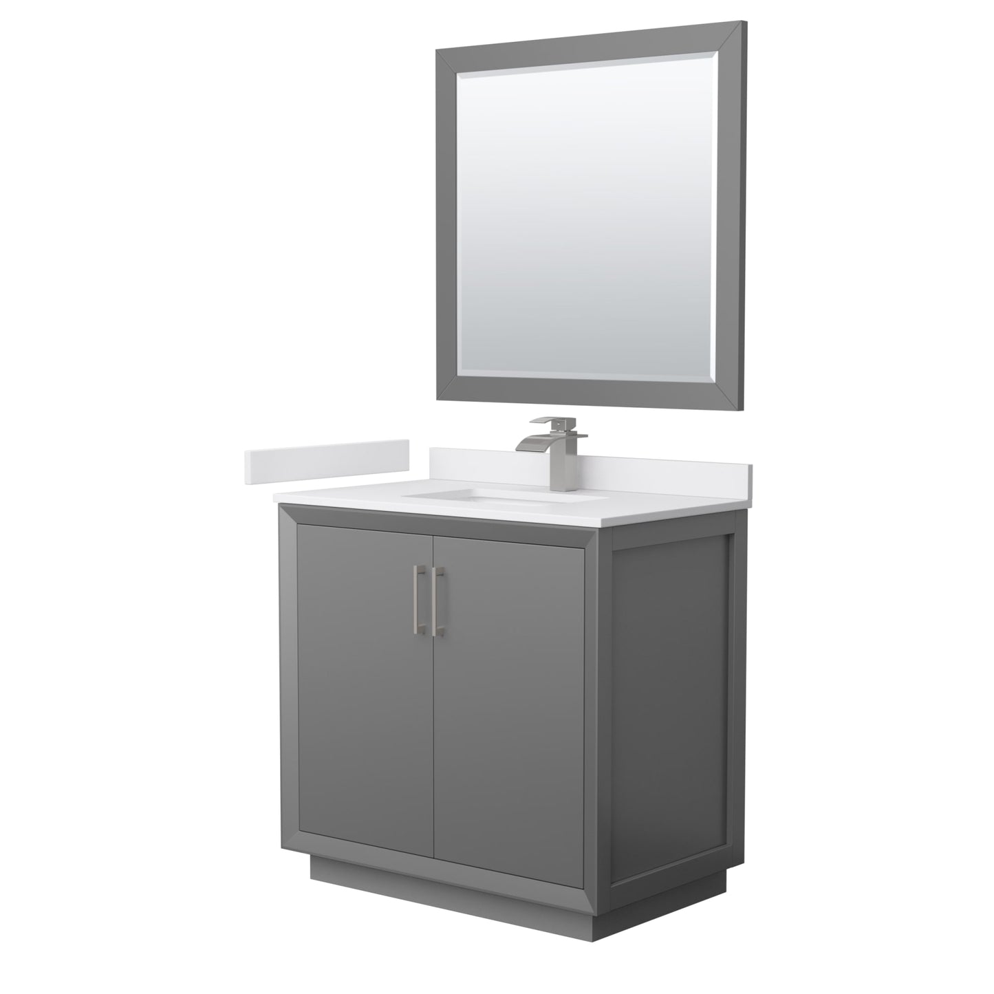 Strada Bathroom Vanity with Countertop 36 inch Single Sink Single hole Faucet Setup