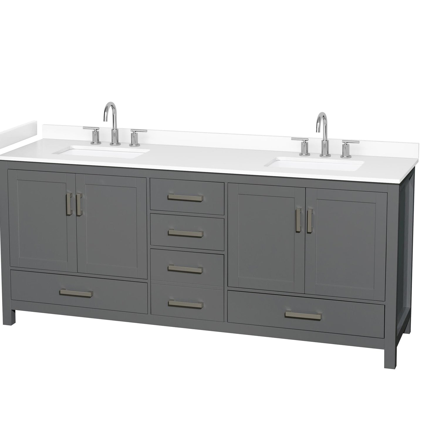Sheffield Bathroom Vanity with Countertop 80 inch Double Sink 3-hole Faucet Setup