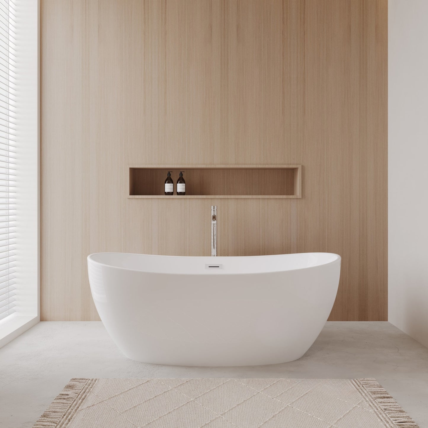 Rebecca Freestanding Acrylic Bathtub With Faucet 60 inch