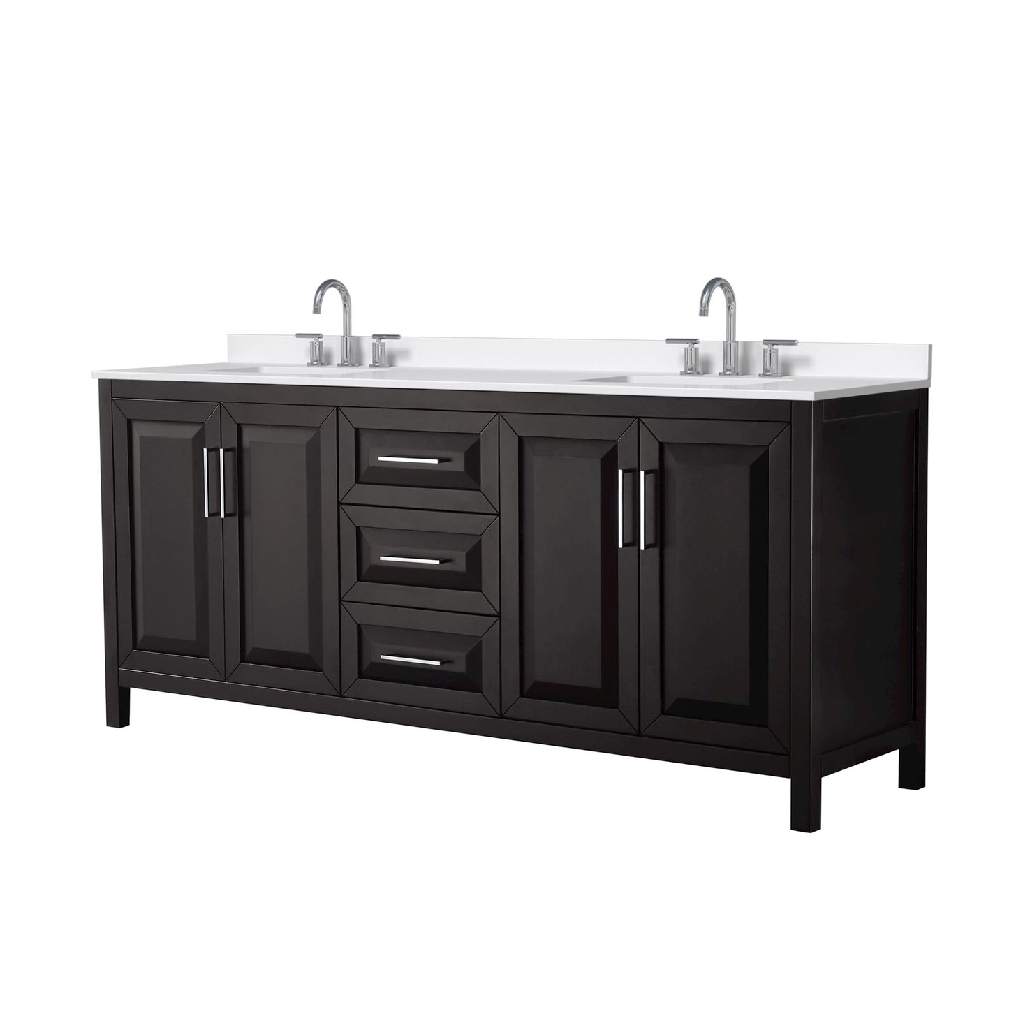 Daria Bathroom Vanity with Countertop 80 inch Double Sink 3-hole Faucet Setup