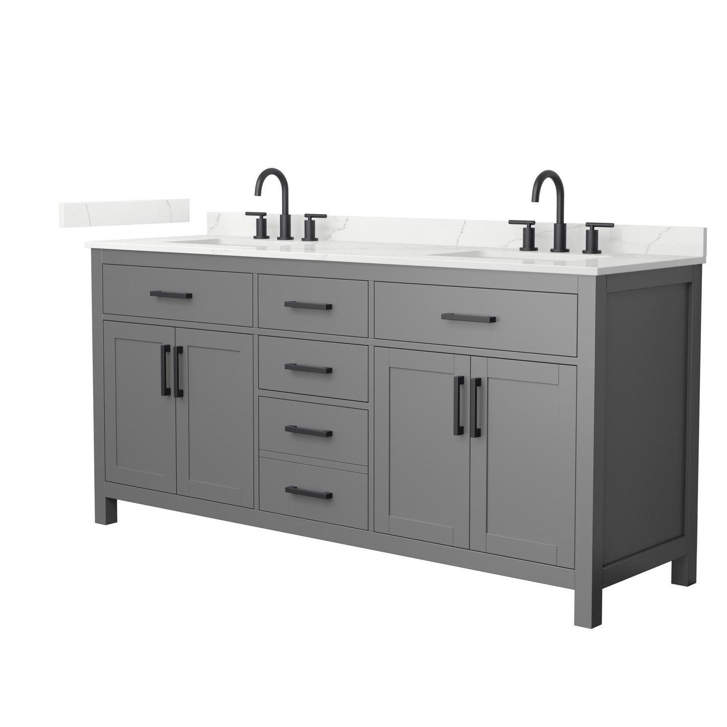 Beckett Bathroom Vanity with Countertop 72 inch Double Sink 3-hole Faucet Setup