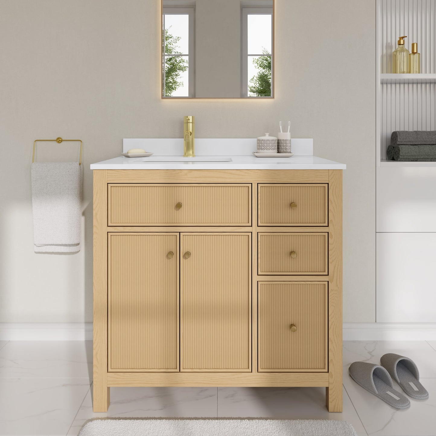 Pendry Bathroom Vanity with Countertop 36 inch Single Sink Single hole Faucet Setup