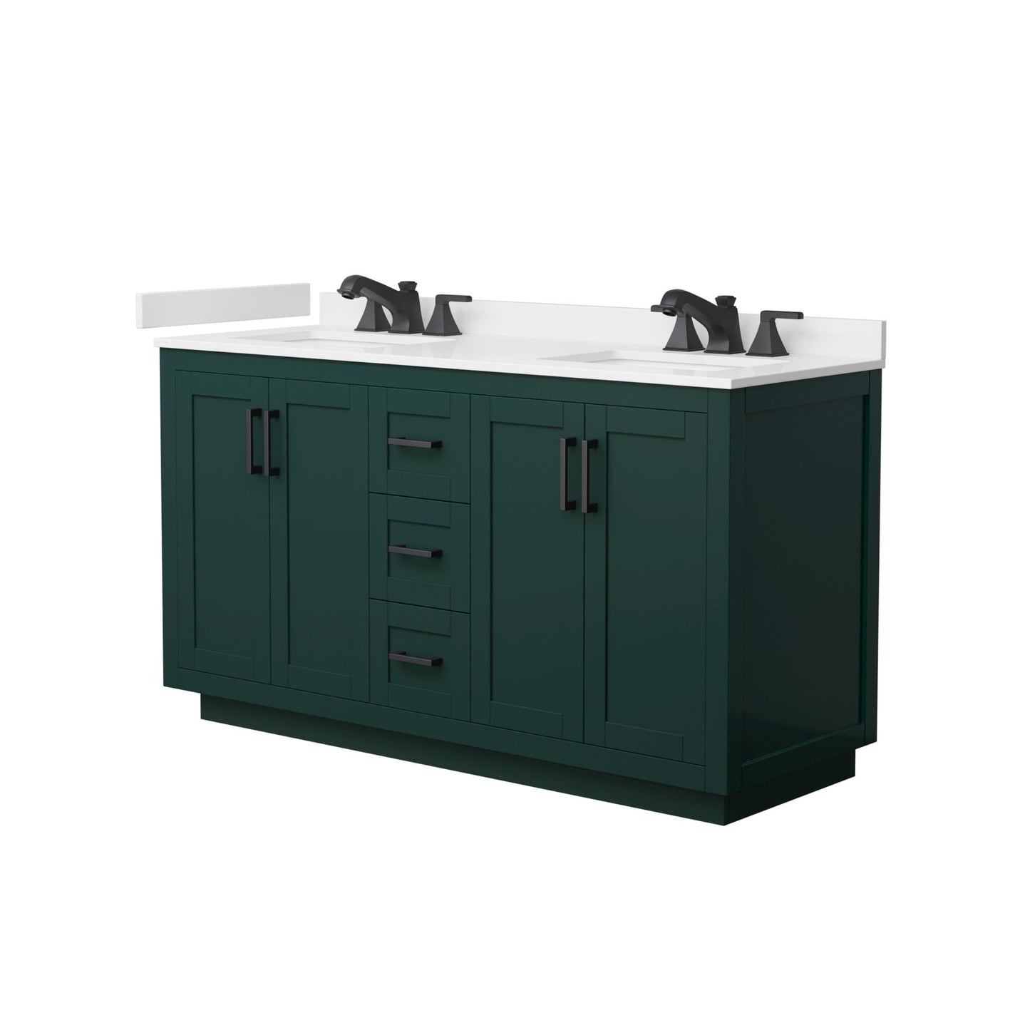 Miranda Bathroom Vanity with Countertop 60 inch Double Sink 3-hole Faucet Setup