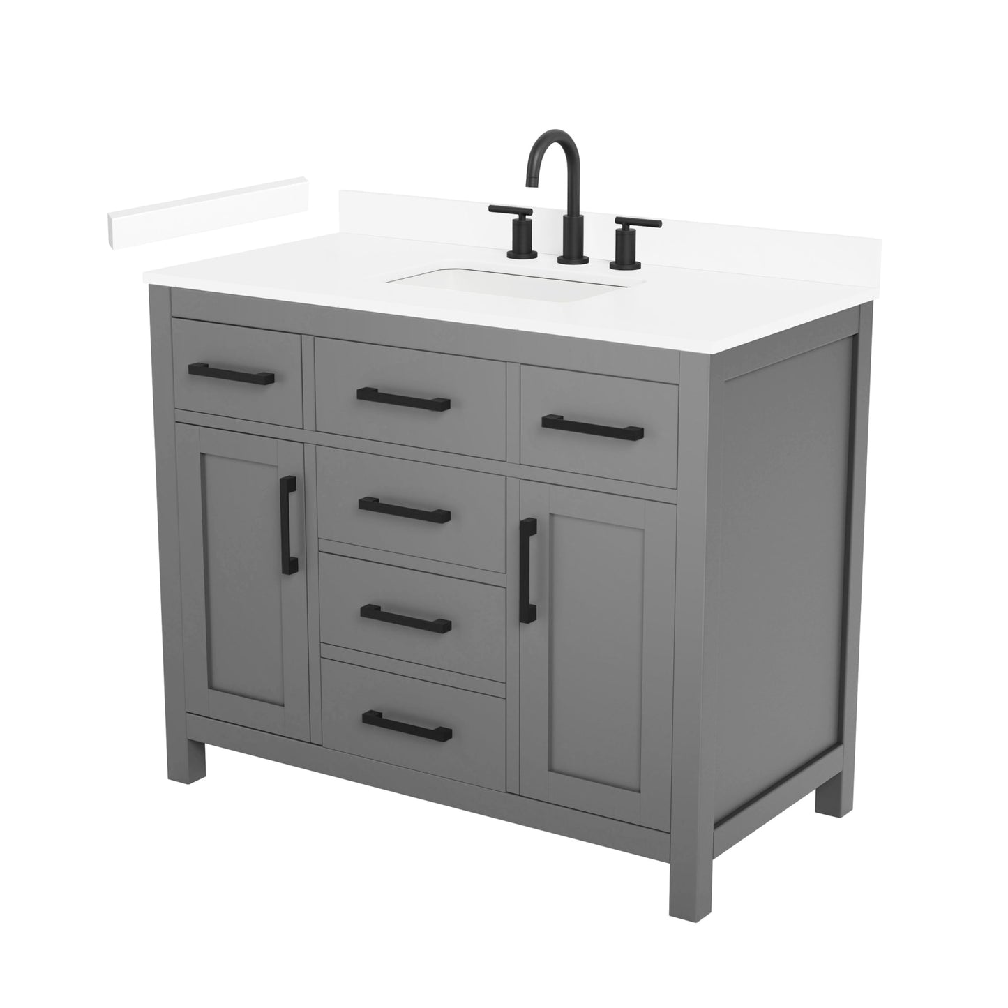 Beckett Bathroom Vanity with Countertop 42 inch Single Sink 3-hole Faucet Setup