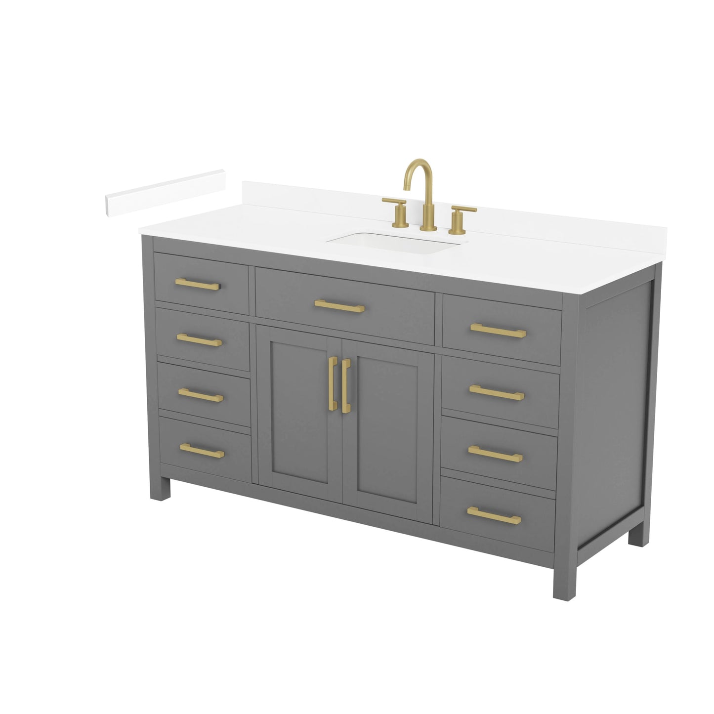Beckett Bathroom Vanity with Countertop 60 inch Single Sink 3-hole Faucet Setup