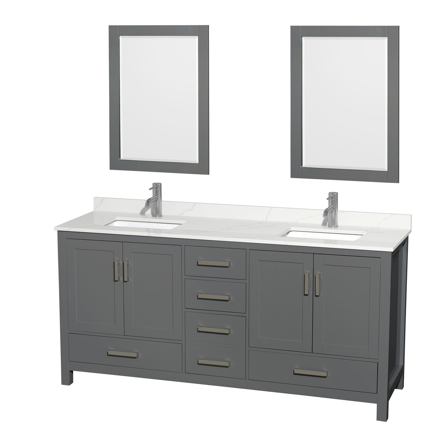 Sheffield Bathroom Vanity with Countertop 72 inch Double Sink Single hole Faucet Setup