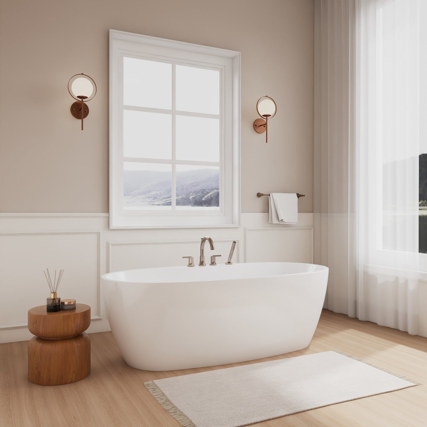 Astrid Freestanding Acrylic Bathtub No Faucet 67 inch