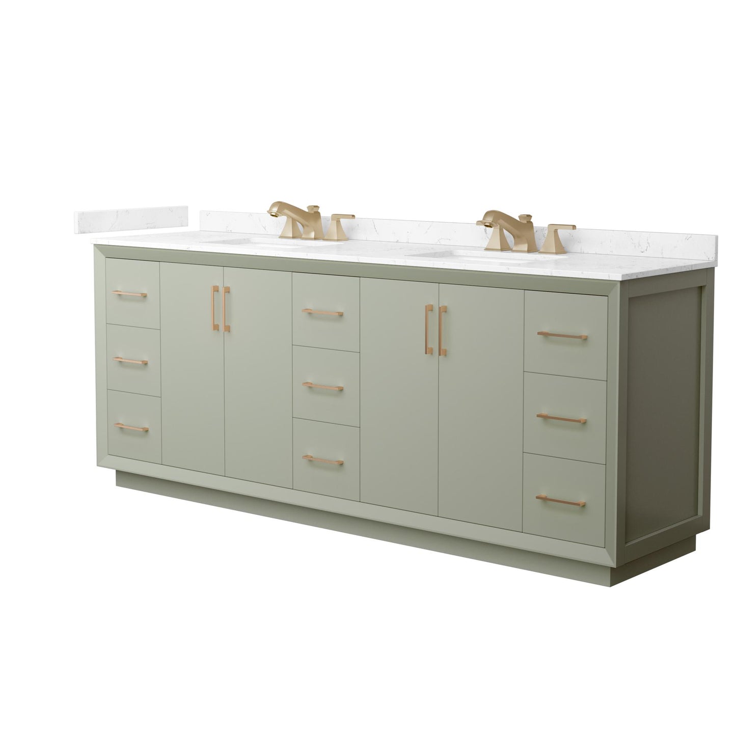 Strada Bathroom Vanity with Countertop 84 inch Double Sink 3-hole Faucet Setup