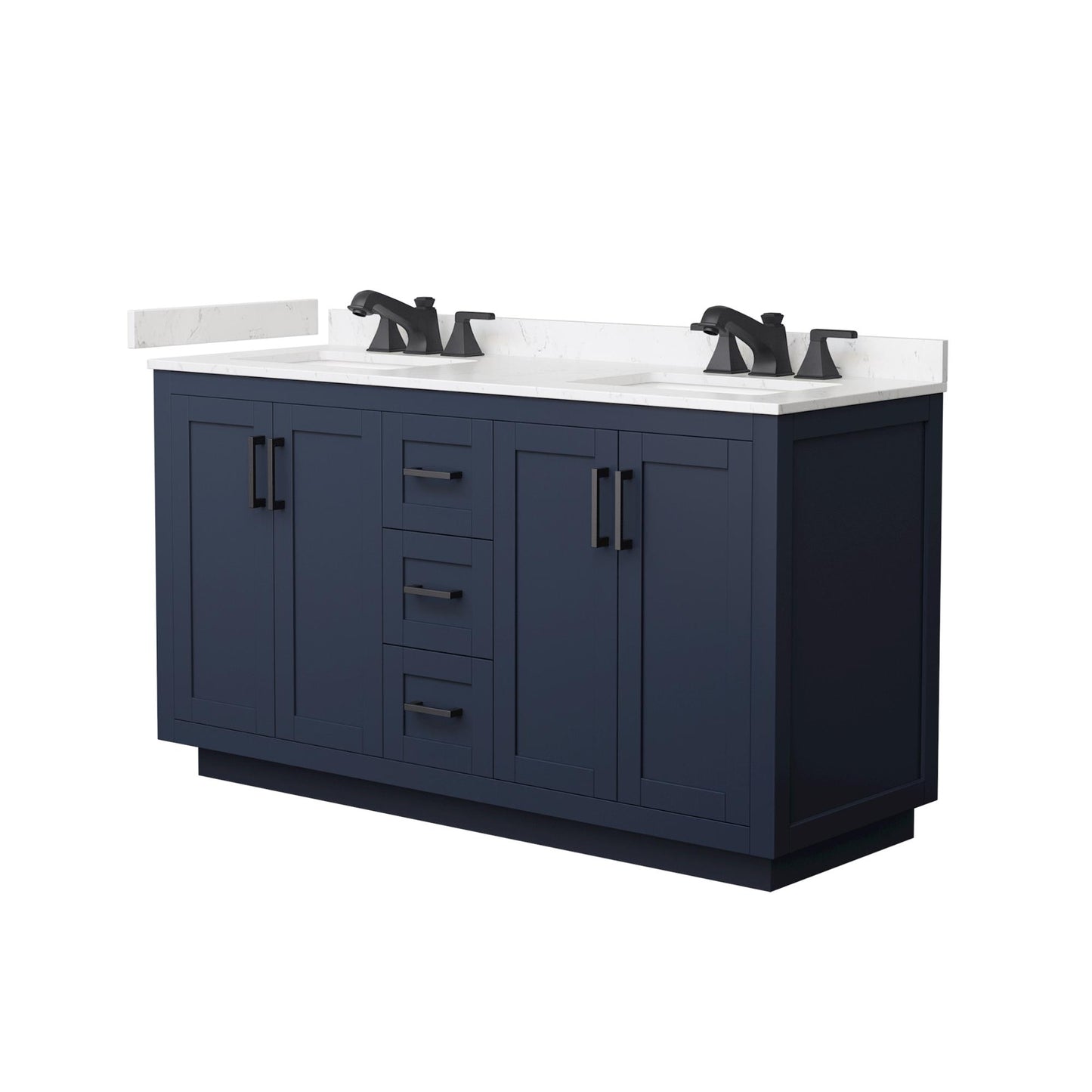 Miranda Bathroom Vanity with Countertop 60 inch Double Sink 3-hole Faucet Setup