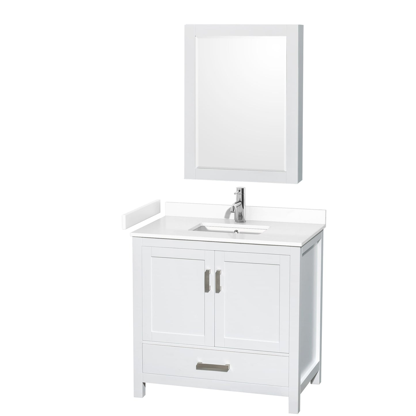 Sheffield Bathroom Vanity with Countertop 36 inch Single Sink Single hole Faucet Setup
