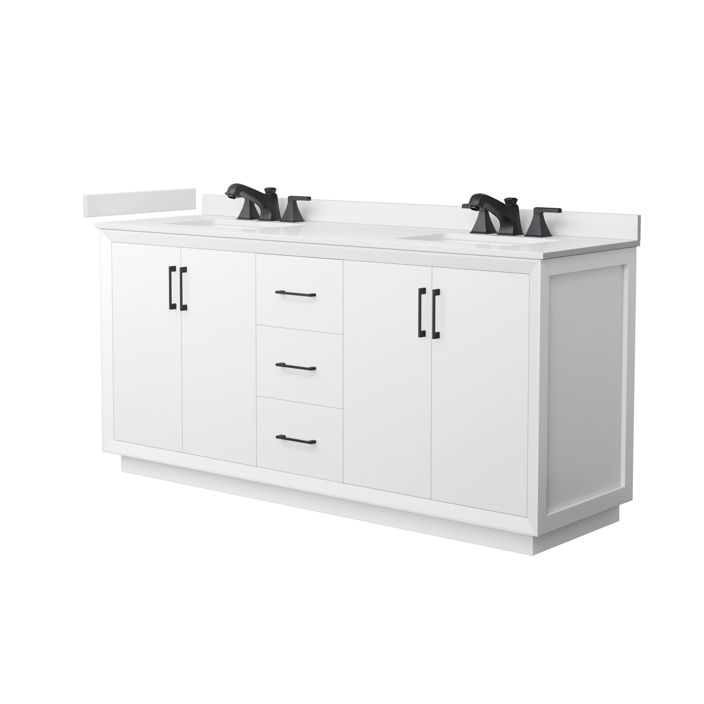 Strada Bathroom Vanity with Countertop 72 inch Double Sink 3-hole Faucet Setup