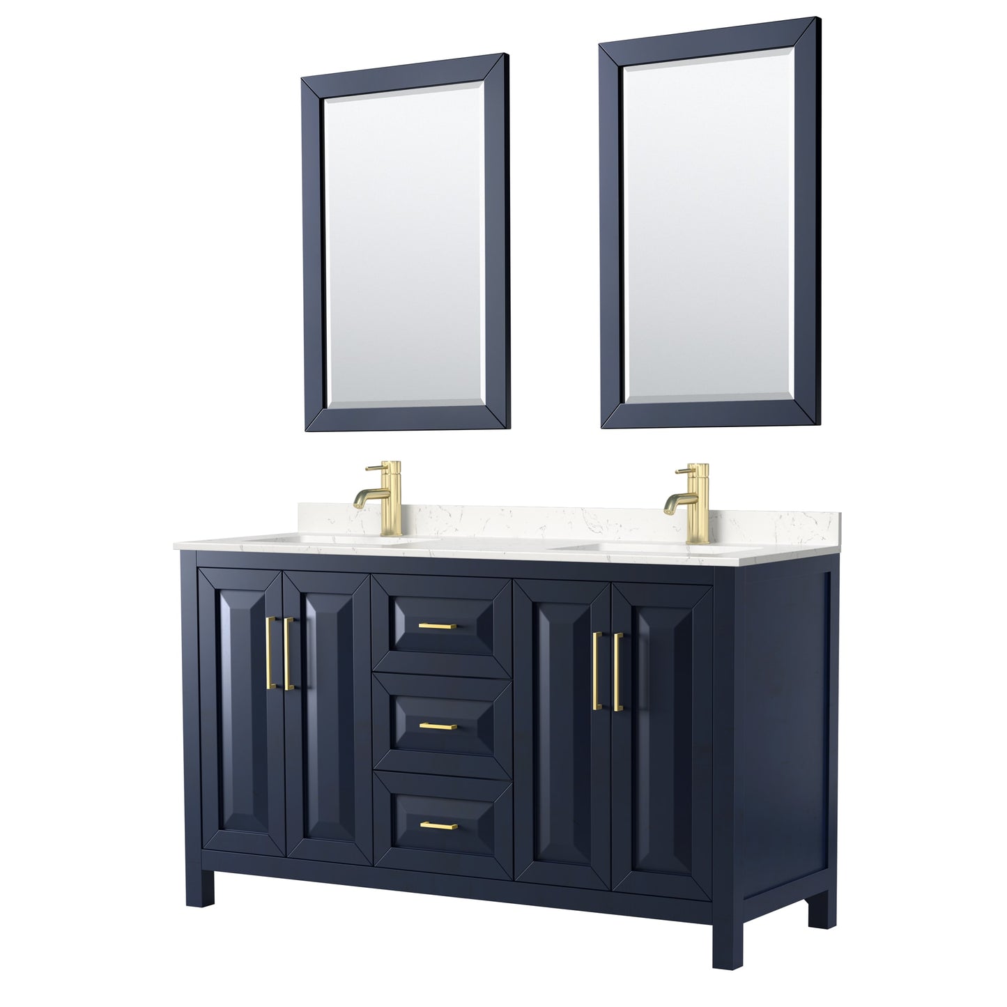 Daria Bathroom Vanity with Countertop 60 inch Double Sink Single hole Faucet Setup