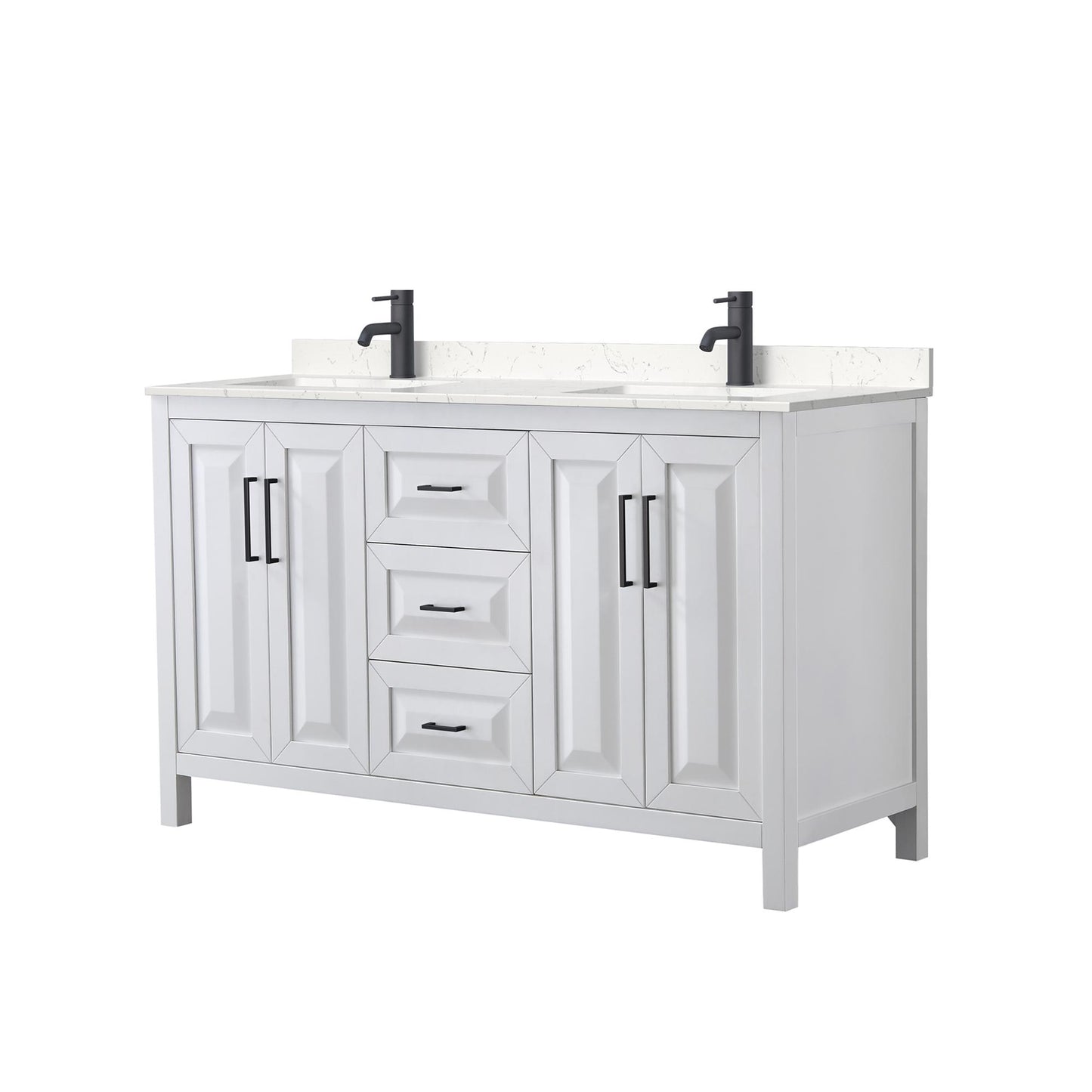Daria Bathroom Vanity with Countertop 60 inch Double Sink Single hole Faucet Setup