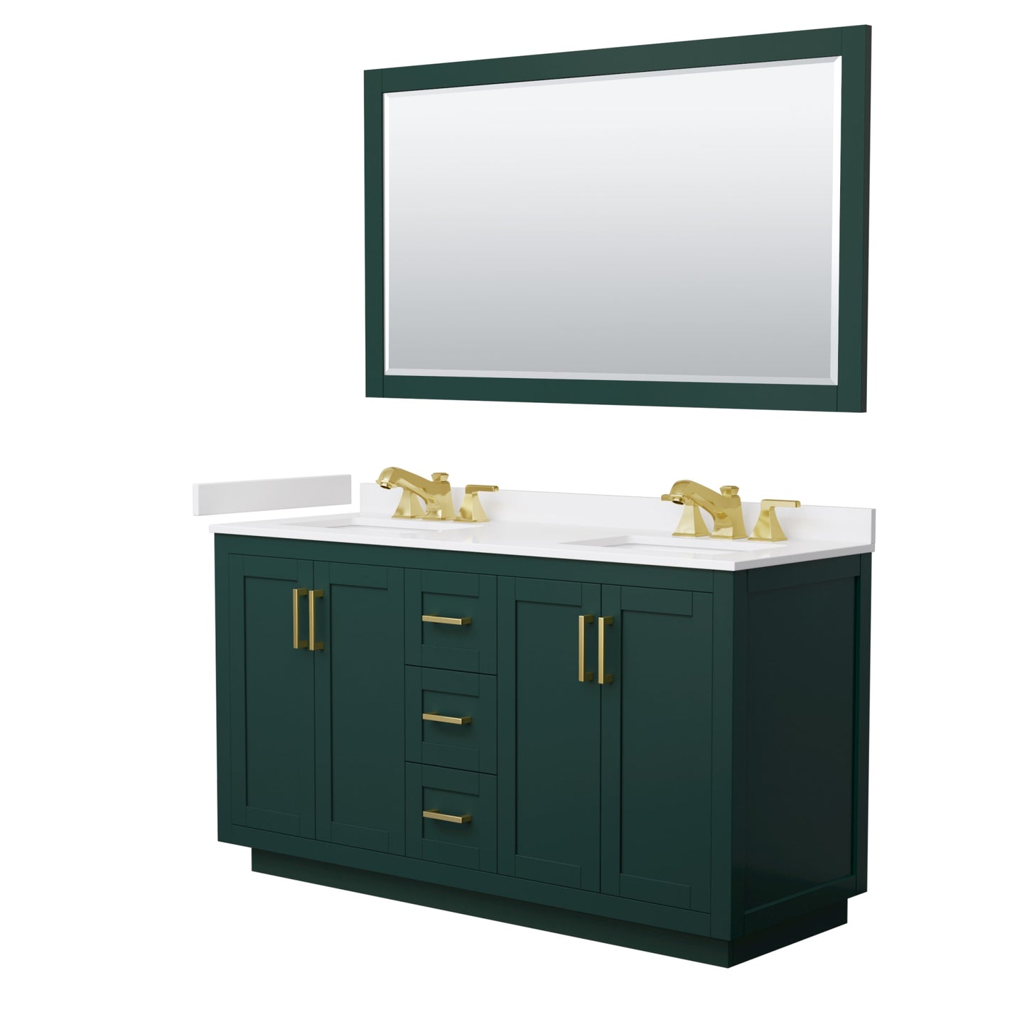 Miranda Bathroom Vanity with Countertop 60 inch Double Sink 3-hole Faucet Setup