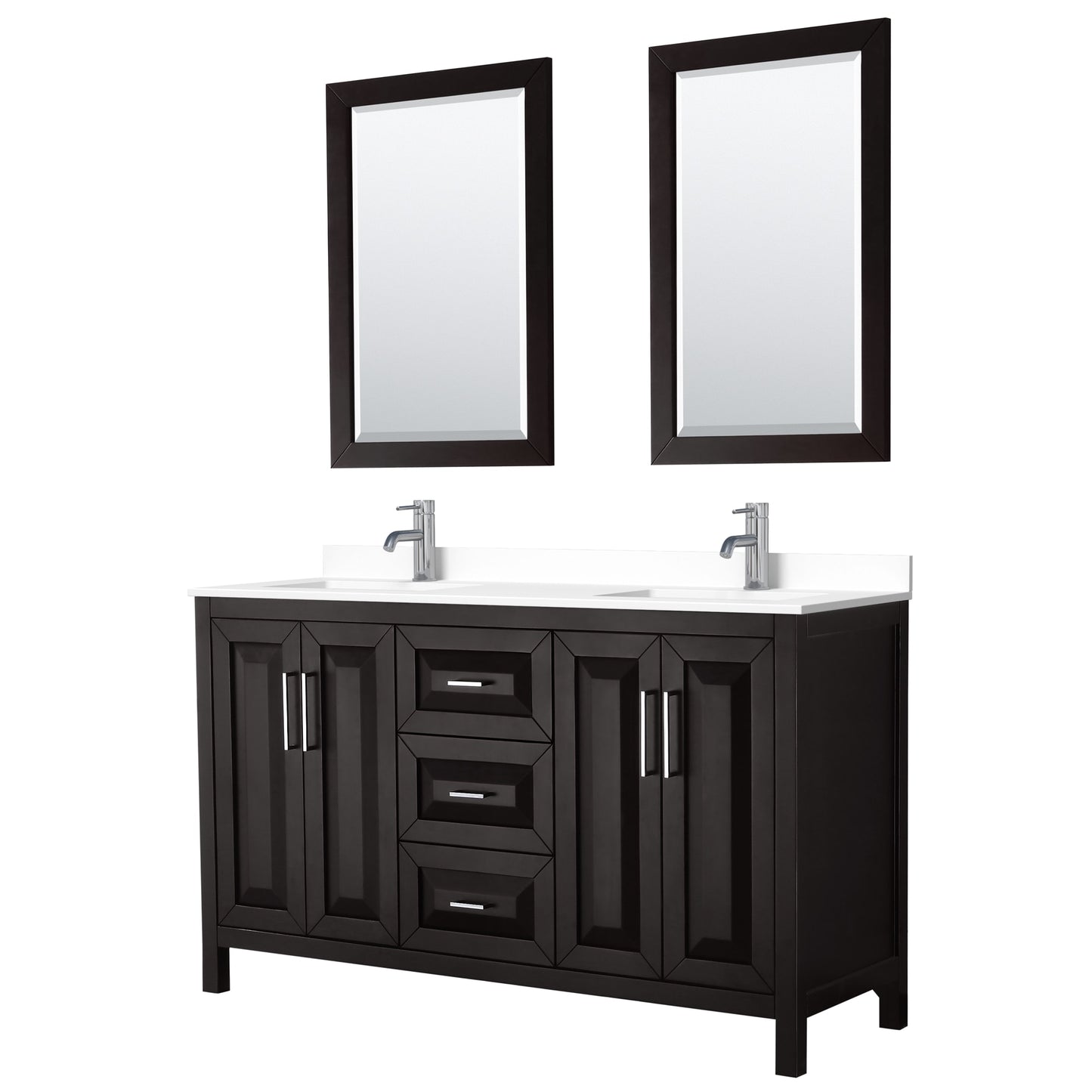 Daria Bathroom Vanity with Countertop 60 inch Double Sink Single hole Faucet Setup