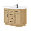 Custom image for Rift Oak with Matte Black Trim / White Cultured Marble / No Mirror