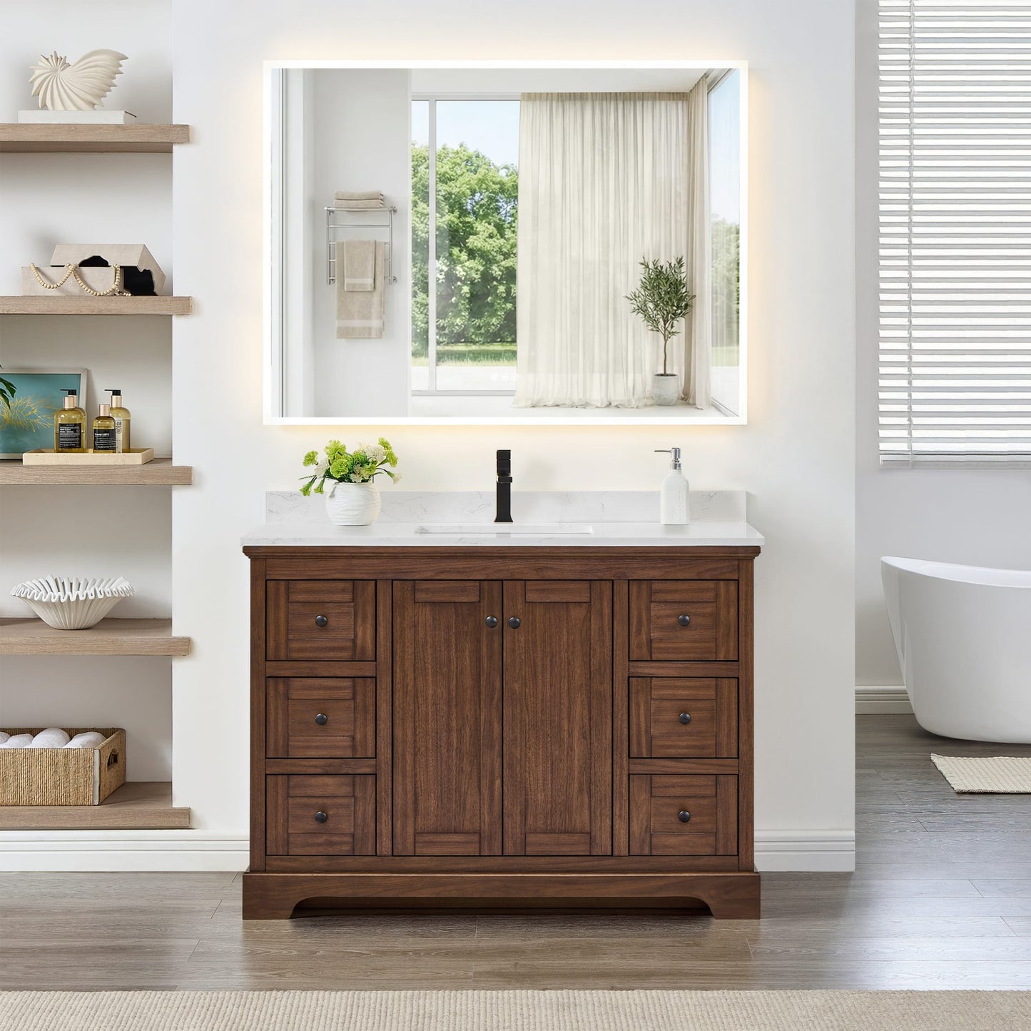 Avery Bathroom Vanity with Countertop 48 inch Single Sink Single hole Faucet Setup