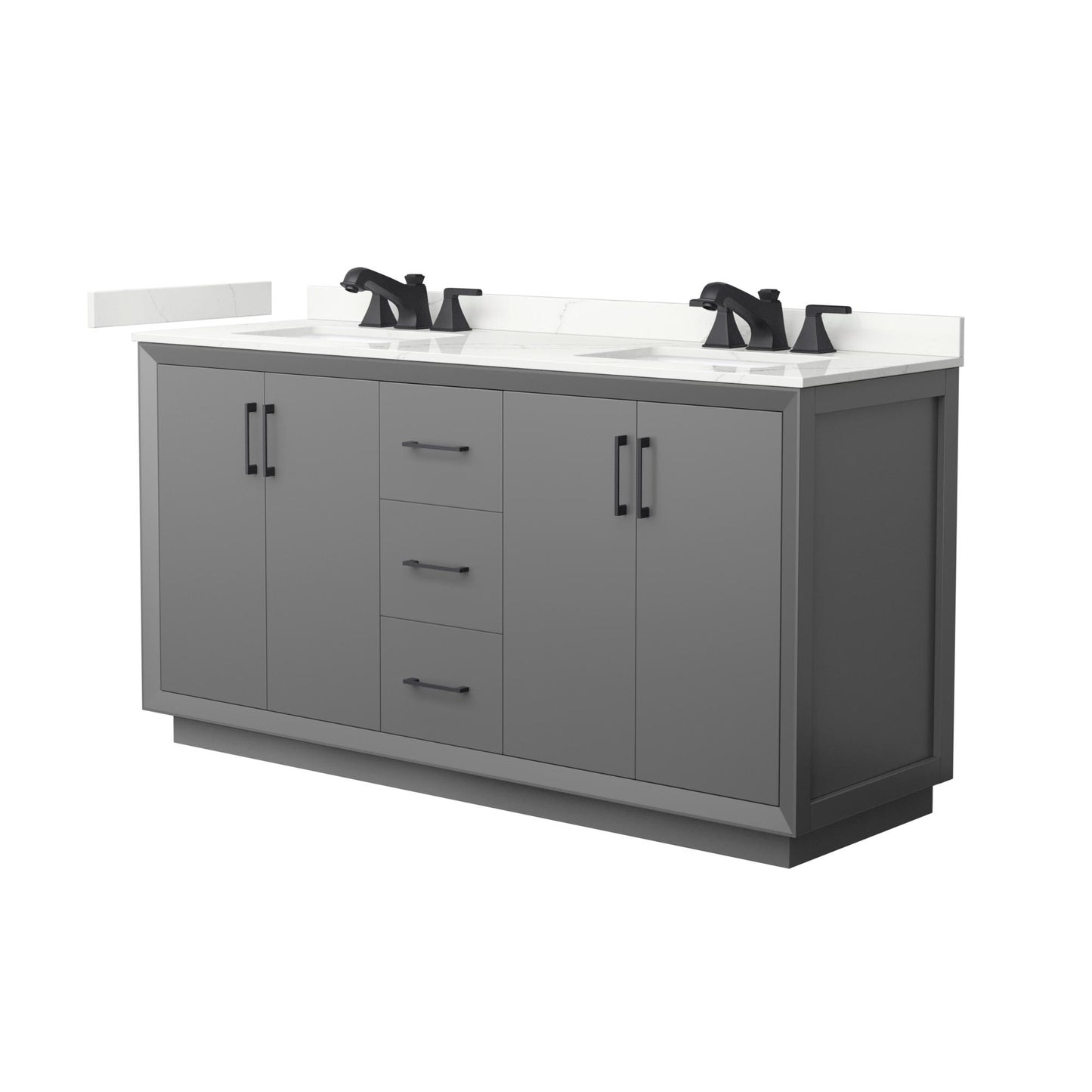 Strada Bathroom Vanity with Countertop 66 inch Double Sink 3-hole Faucet Setup