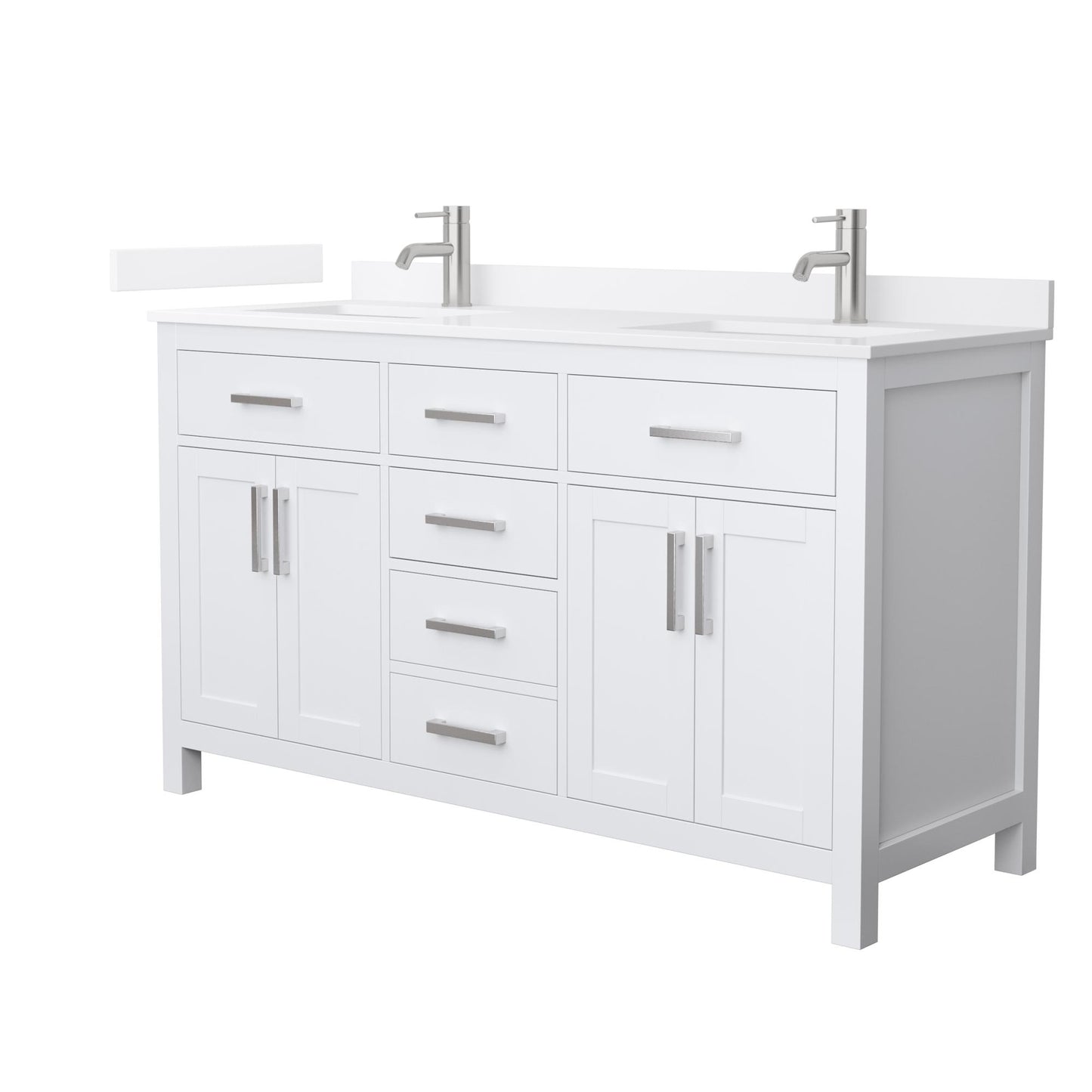 Beckett Bathroom Vanity with Countertop 60 inch Double Sink Single hole Faucet Setup