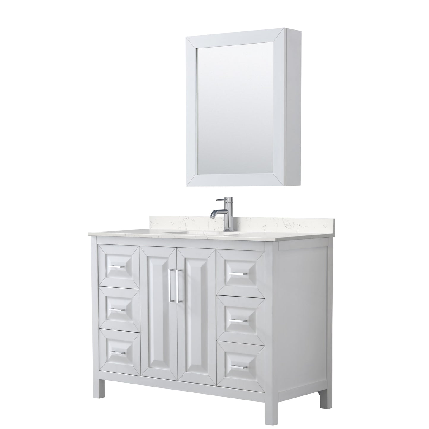 Daria Bathroom Vanity with Countertop 48 inch Single Sink Single hole Faucet Setup