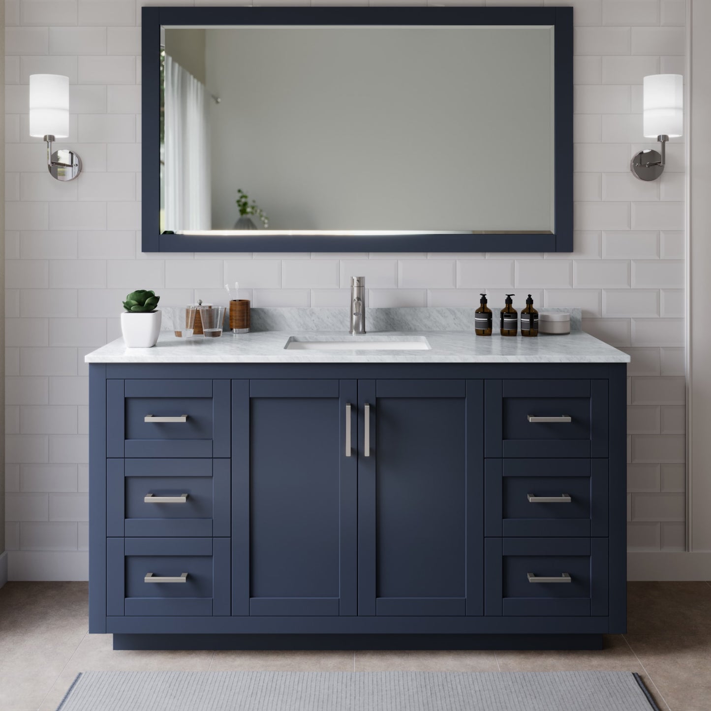 Miranda Bathroom Vanity with Countertop 66 inch Single Sink Single hole Faucet Setup