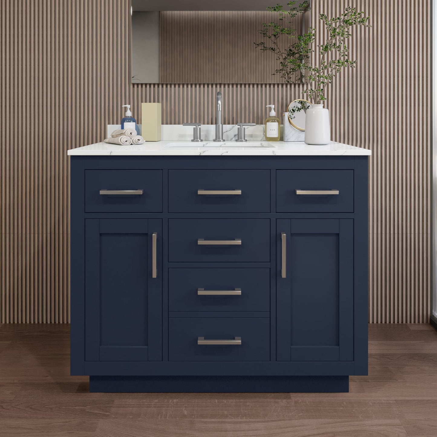 Beckett TK Bathroom Vanity with Countertop 42 inch Single Sink 3-hole Faucet Setup