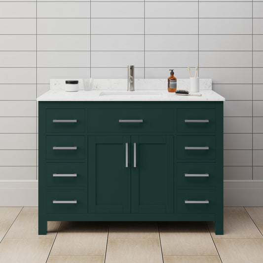 Beckett Bathroom Vanity with Countertop 48 inch Single Sink Single hole Faucet Setup
