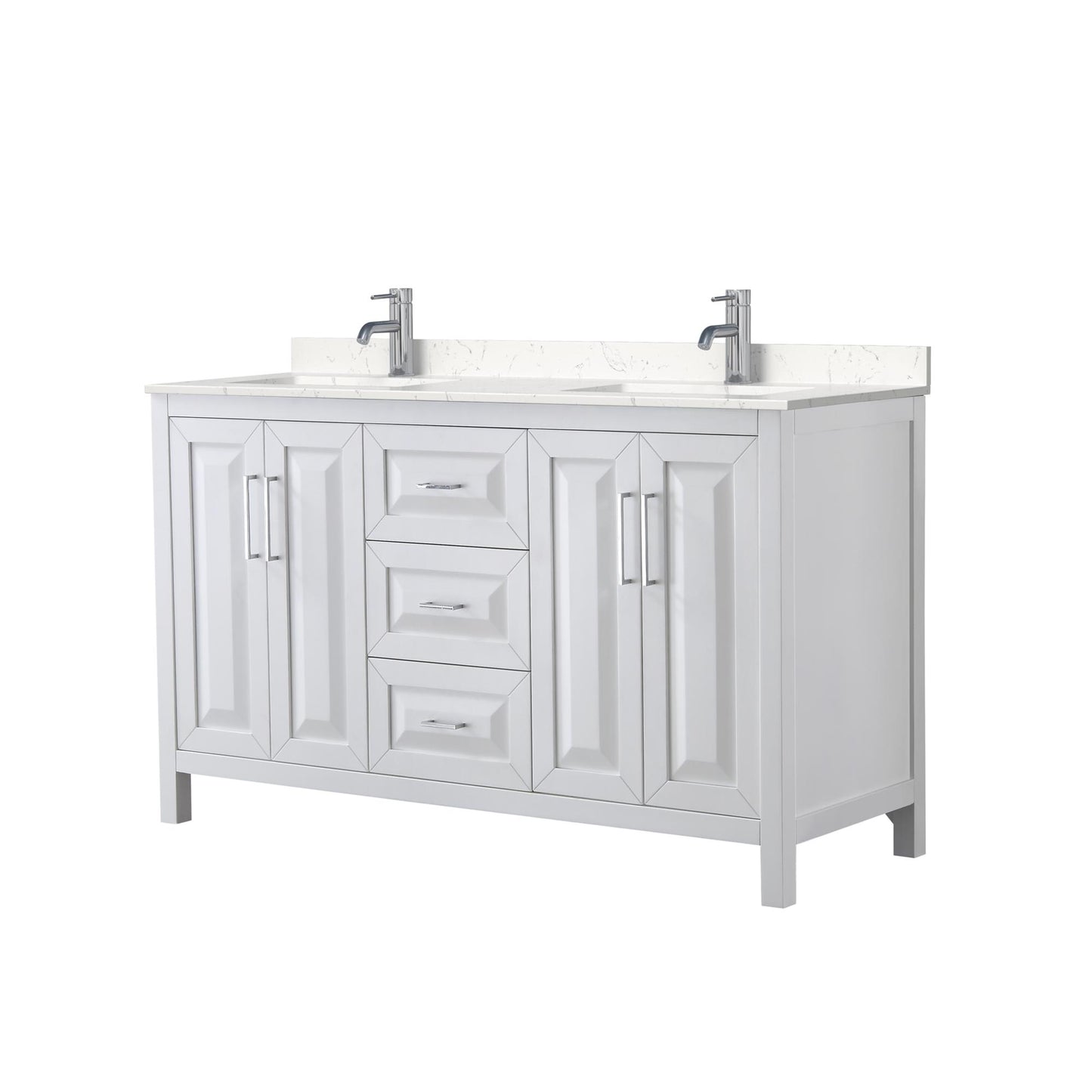 Daria Bathroom Vanity with Countertop 60 inch Double Sink Single hole Faucet Setup