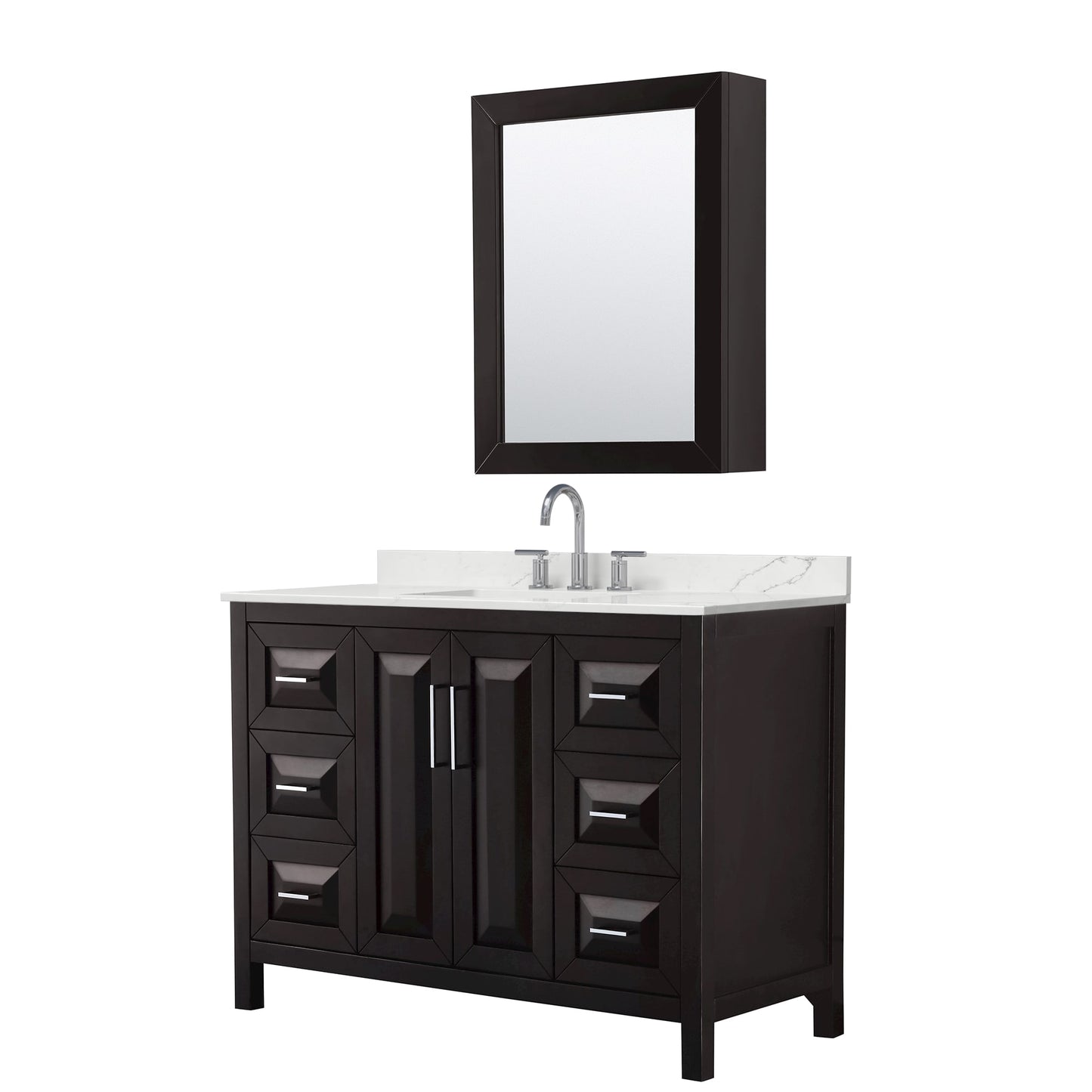 Daria Bathroom Vanity with Countertop 48 inch Single Sink 3-hole Faucet Setup