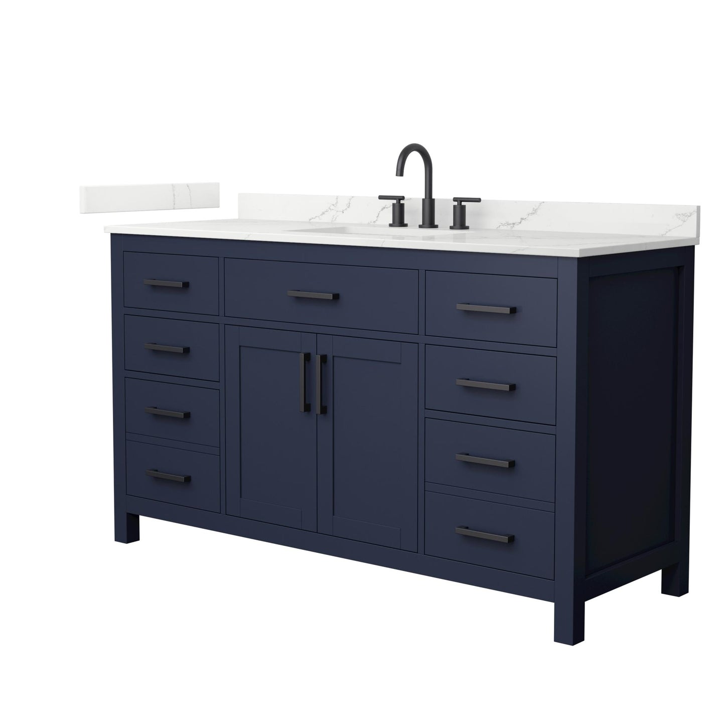 Beckett Bathroom Vanity with Countertop 60 inch Single Sink 3-hole Faucet Setup