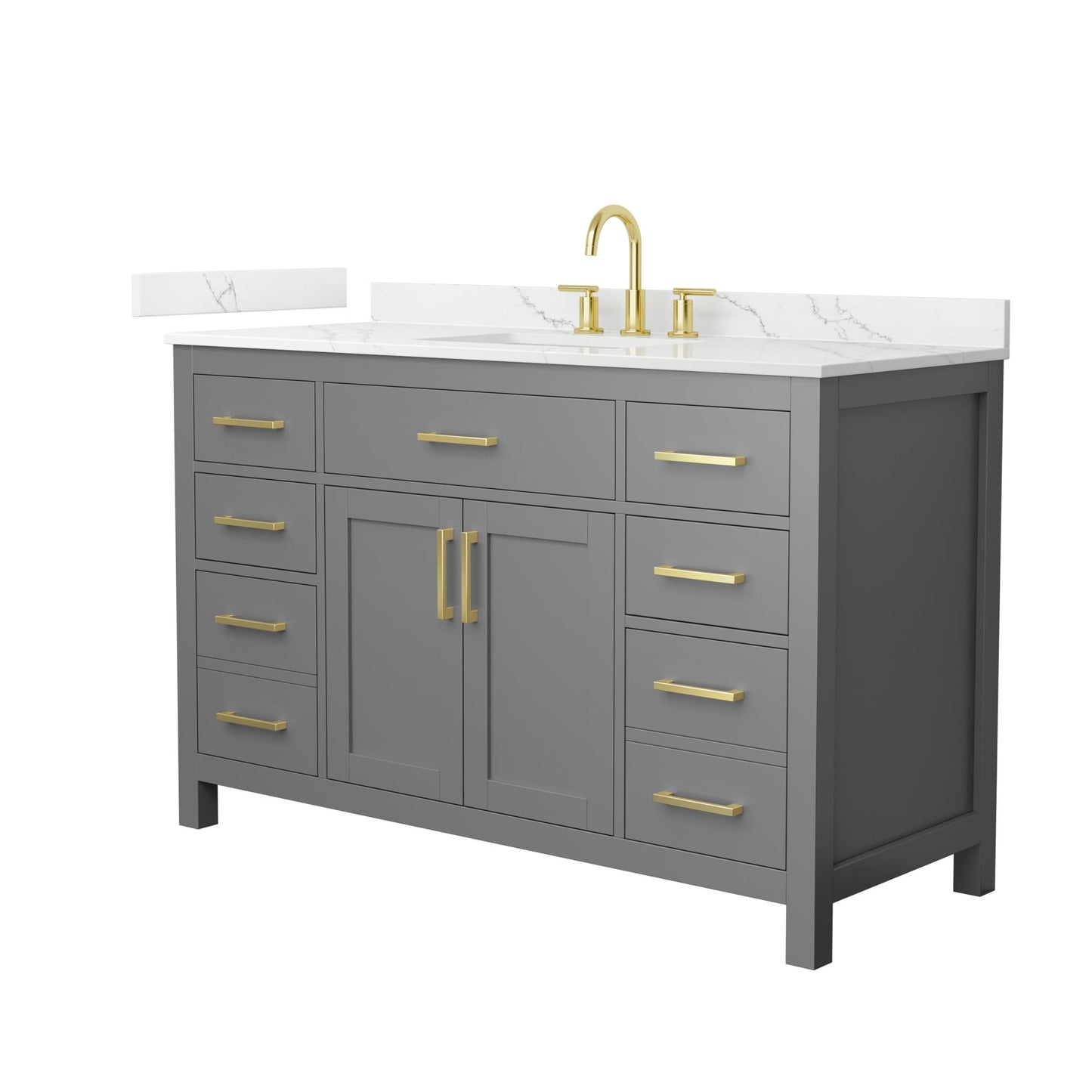 Beckett Bathroom Vanity with Countertop 54 inch Single Sink 3-hole Faucet Setup