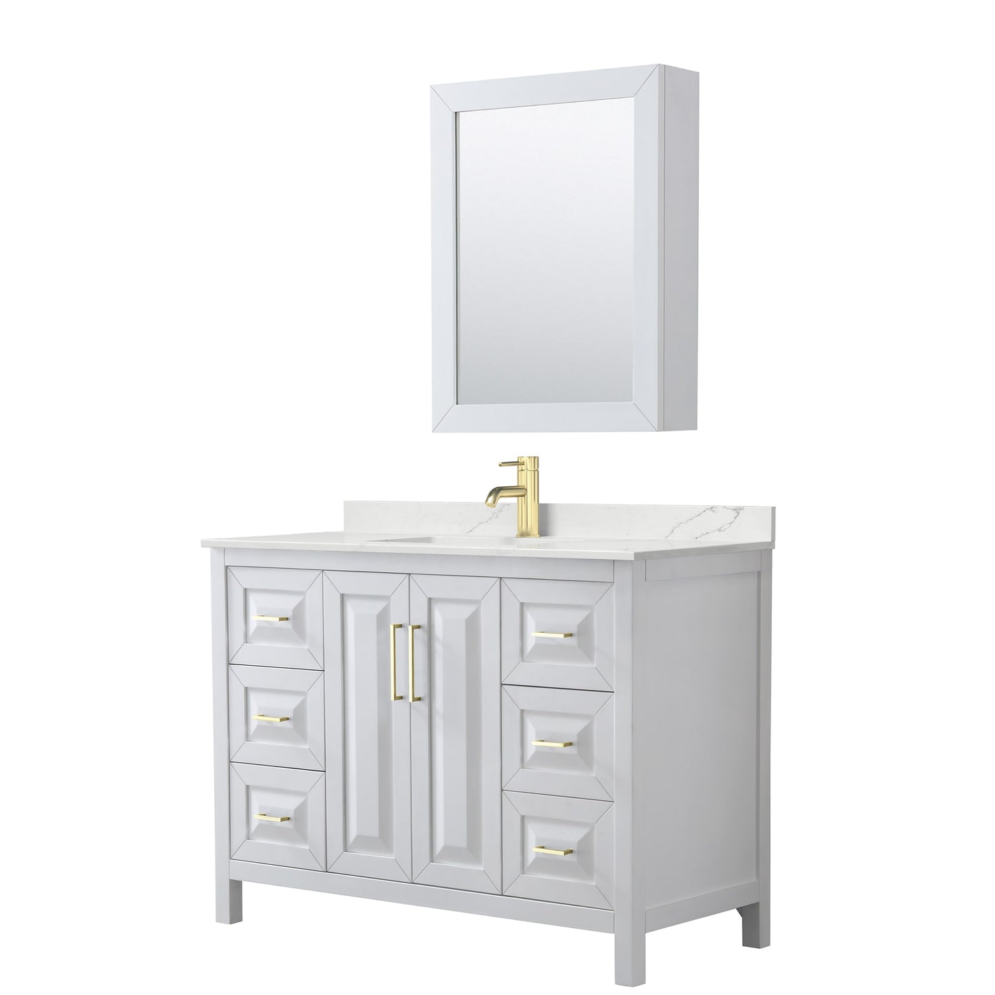 Daria Bathroom Vanity with Countertop 48 inch Single Sink Single hole Faucet Setup