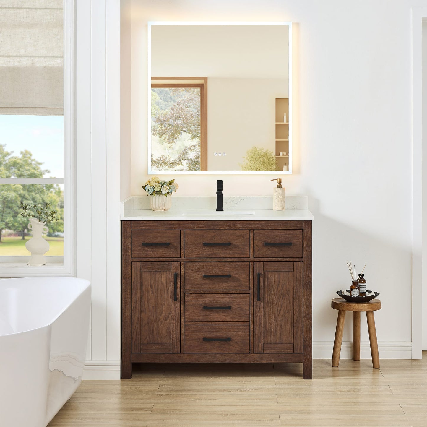 Beckett Bathroom Vanity with Countertop 42 inch Single Sink Single hole Faucet Setup