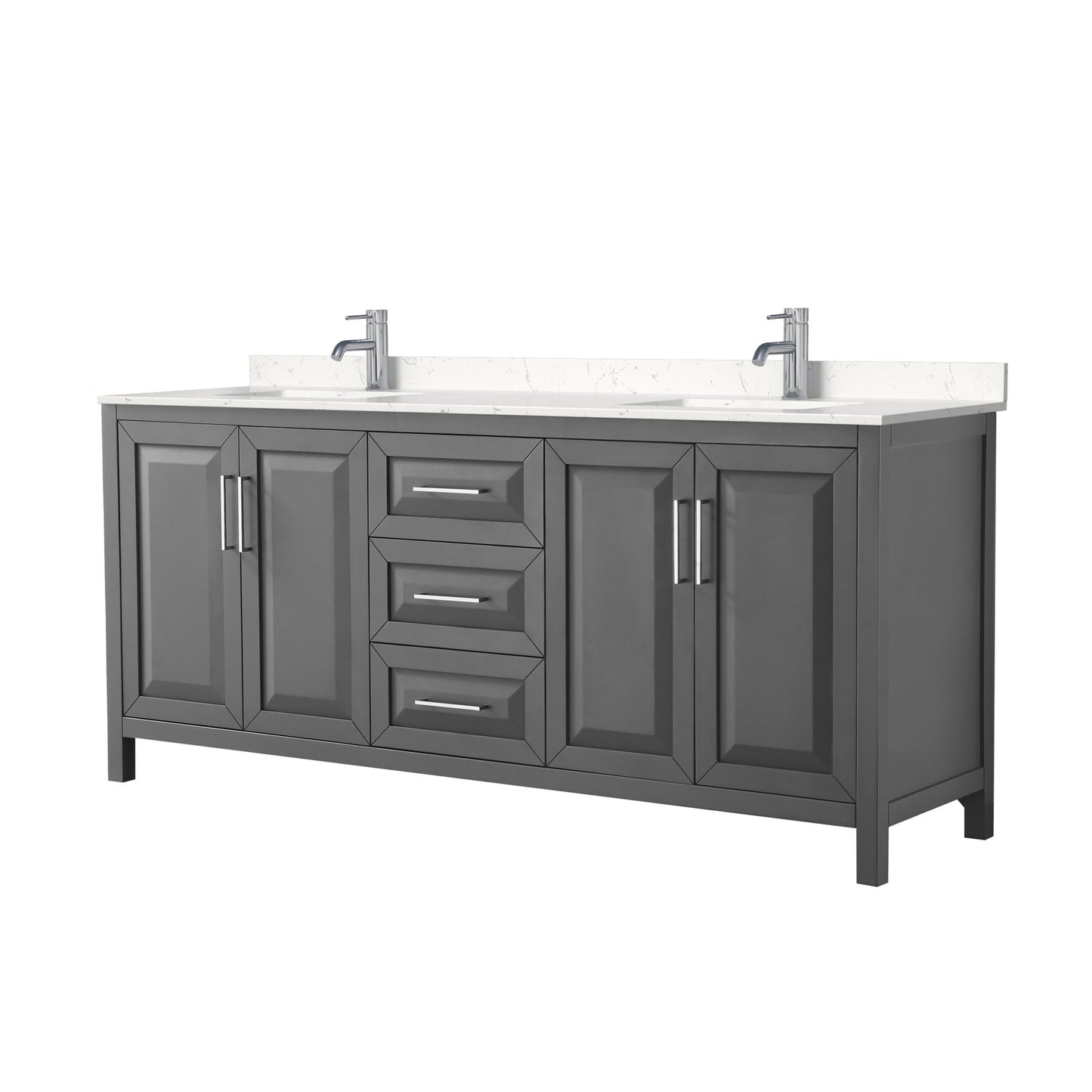 Daria Bathroom Vanity with Countertop 80 inch Double Sink Single hole Faucet Setup